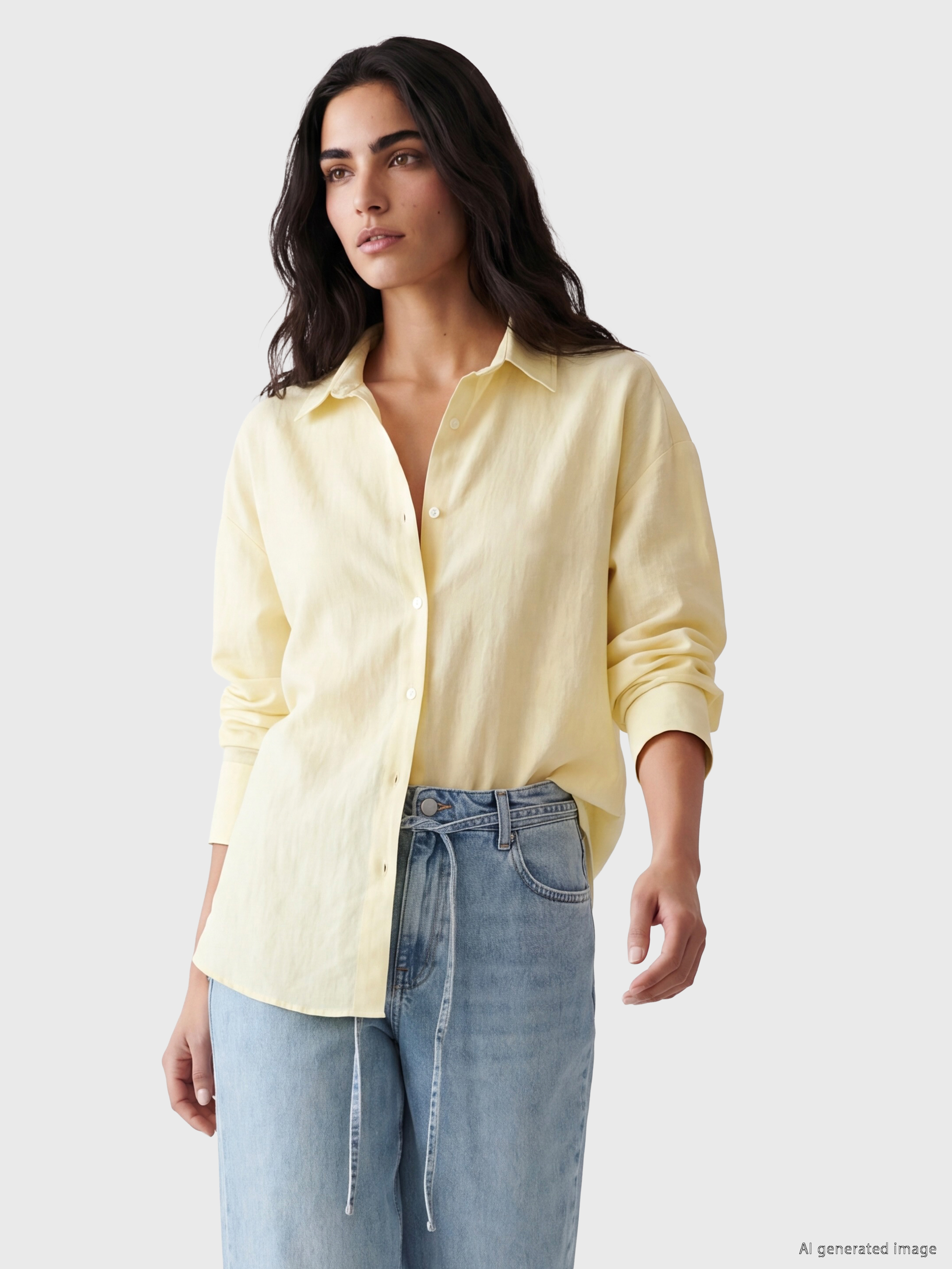 LCW Vision Çizgili Oversize Kadın Gömlek
