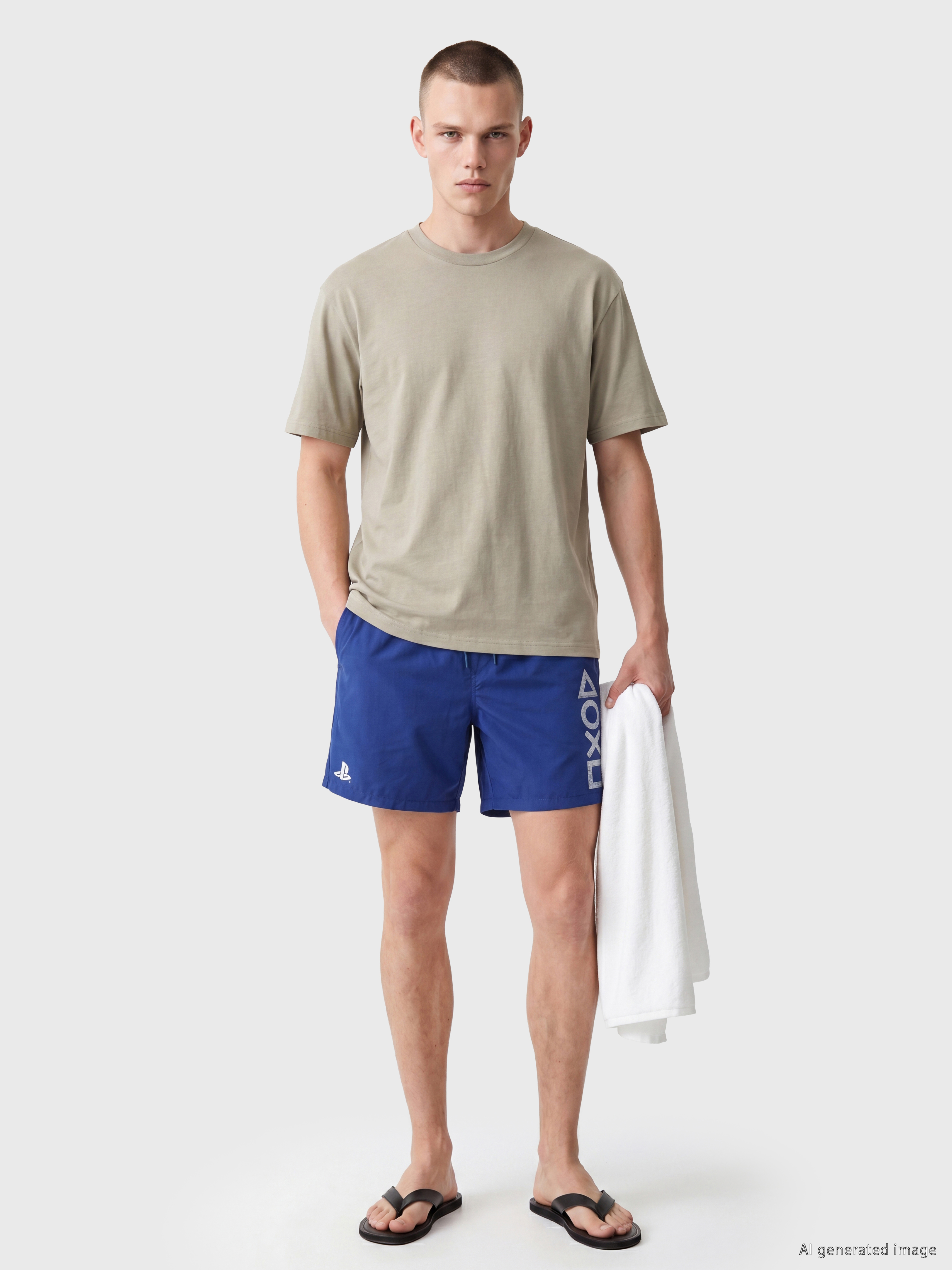 LCW SWIMWEAR Kısa Boy PlayStation Baskılı Erkek Deniz Şortu görsel 2