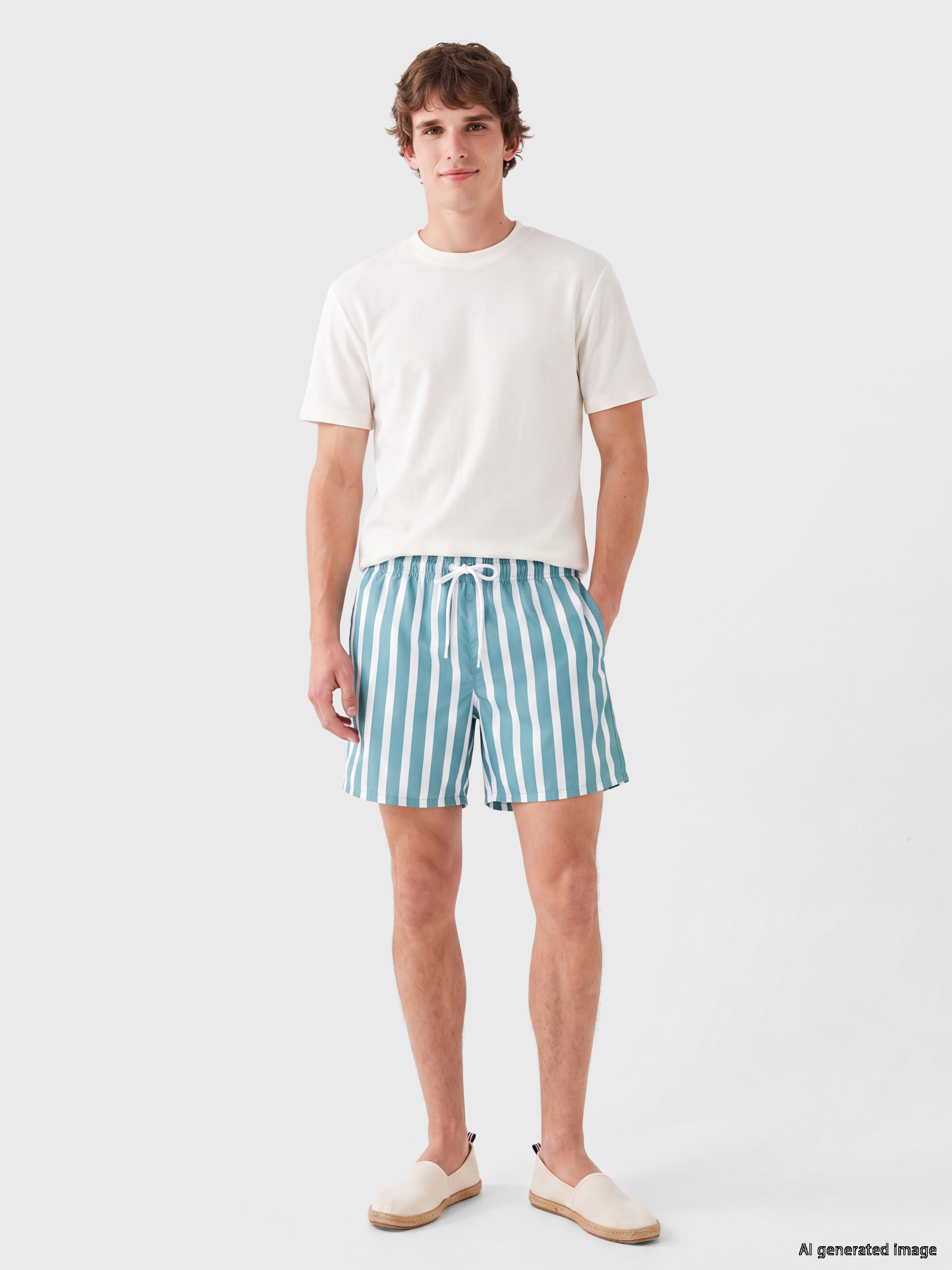 LCW SWIMWEAR Kısa Boy Çizgili Erkek Deniz Şortu görsel 2