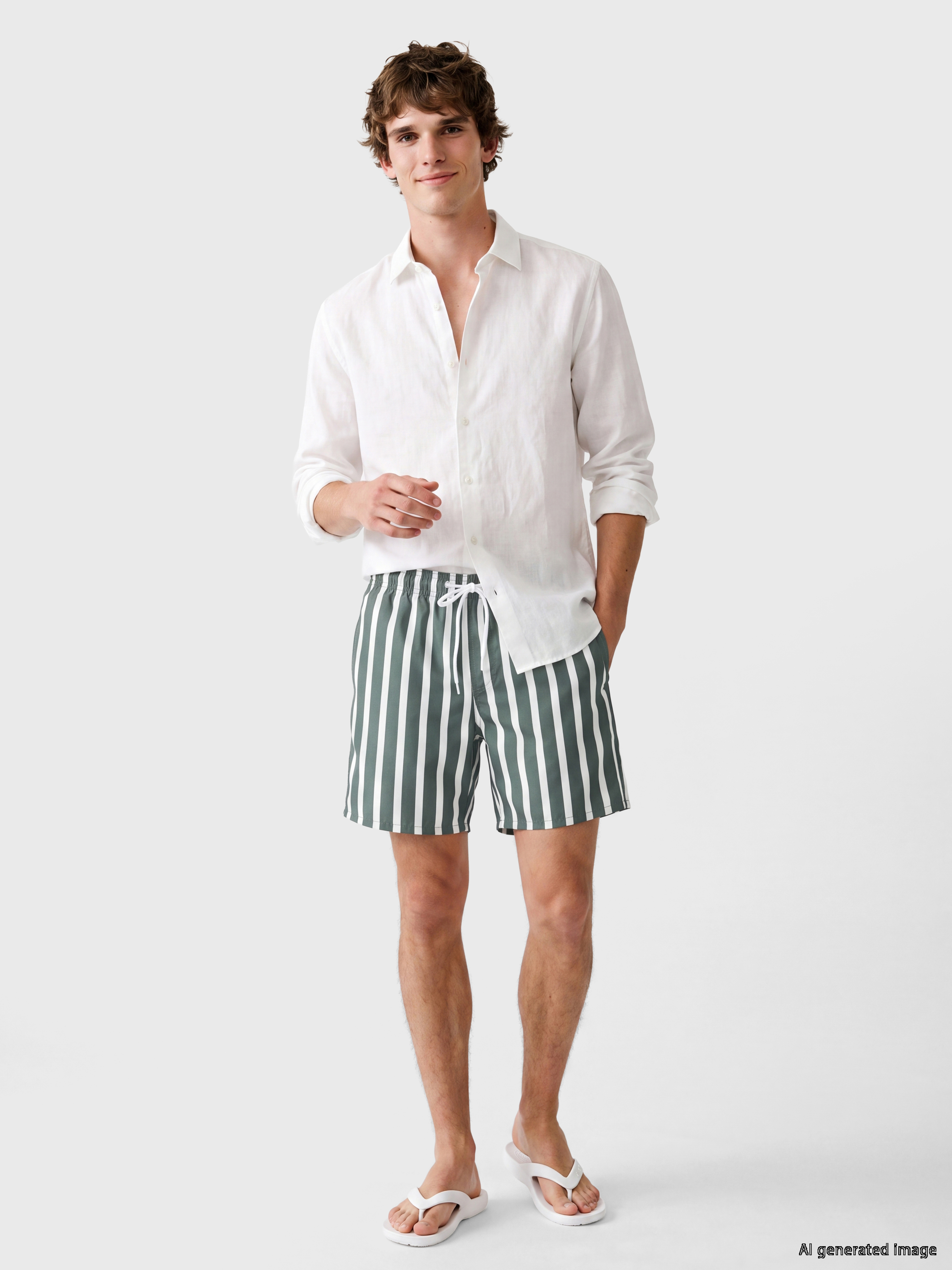 LCW SWIMWEAR Kısa Boy Çizgili Erkek Deniz Şortu görsel 2