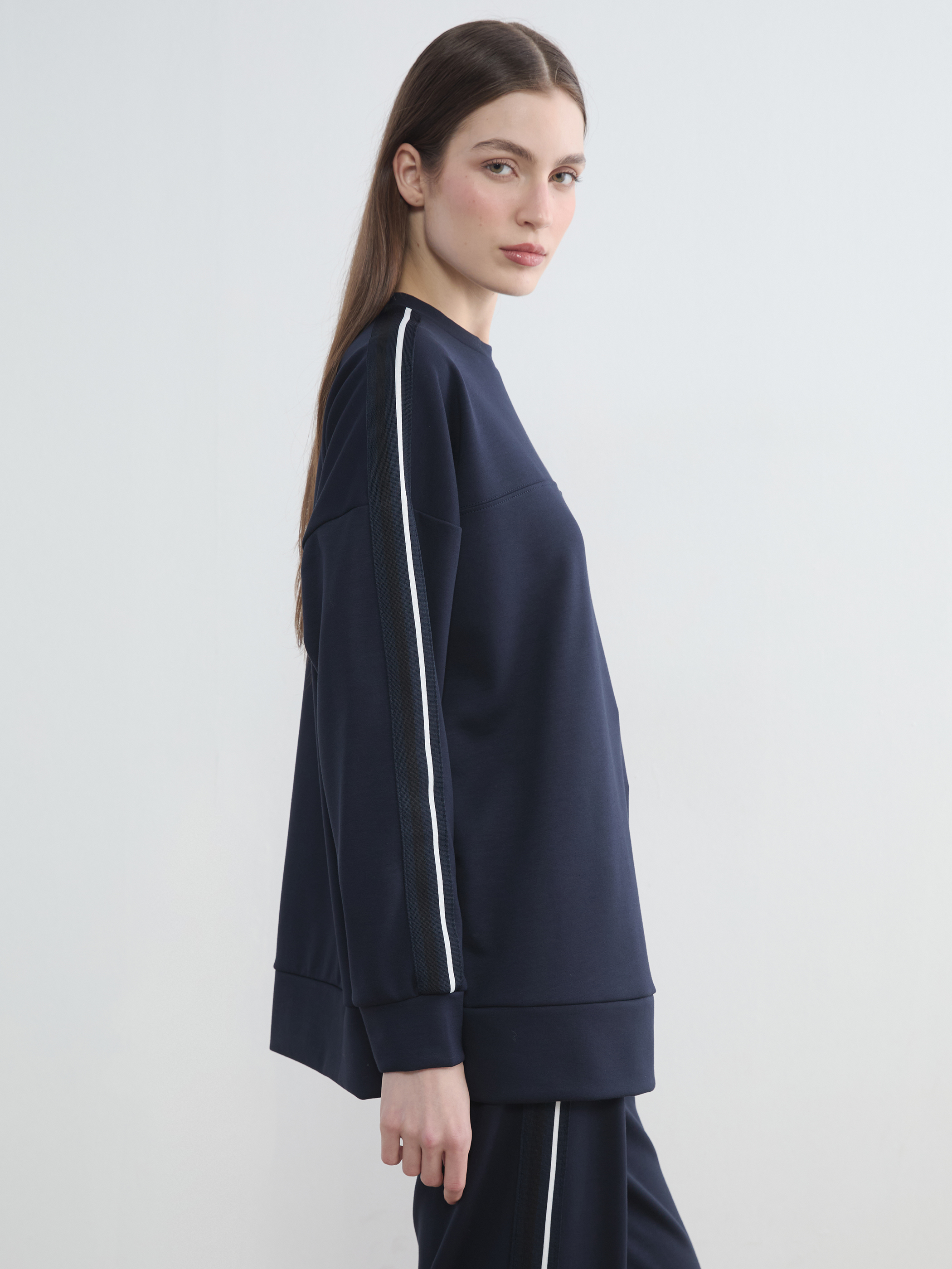 LCW Modest Bisiklet Yaka Oversize Kadın Sweatshirt Tunik