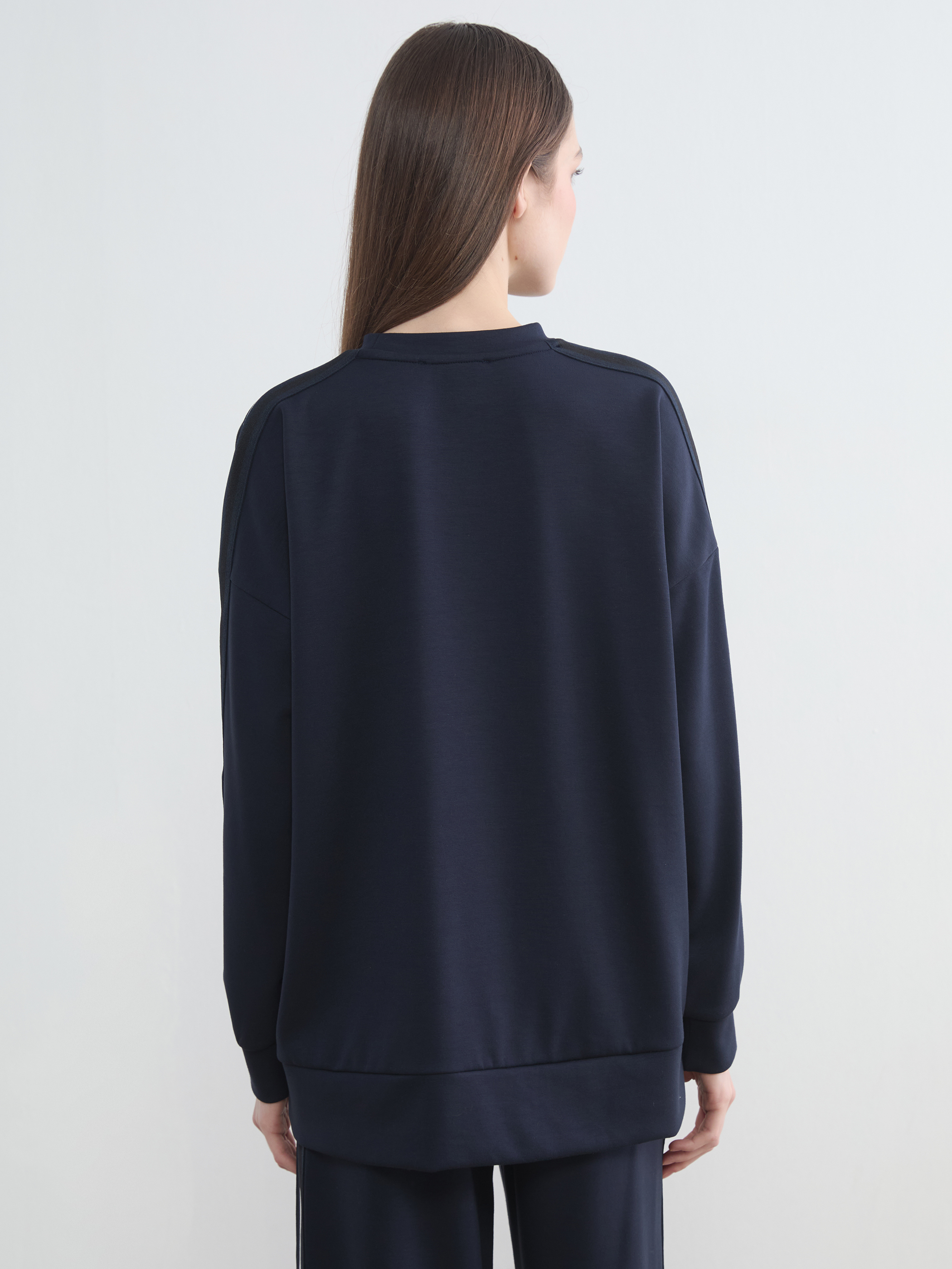 LCW Modest Bisiklet Yaka Oversize Kadın Sweatshirt Tunik görsel 4