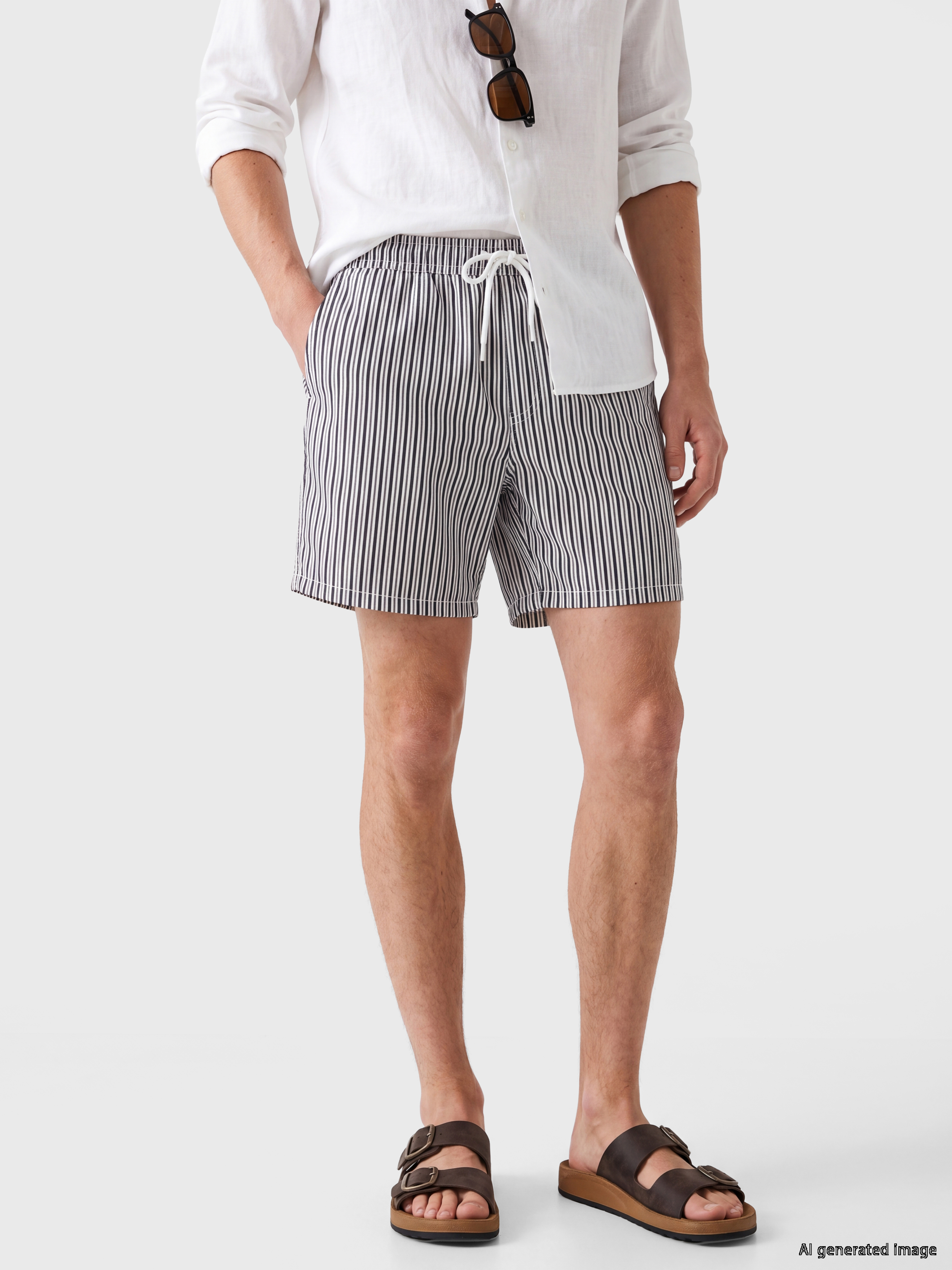 LCW SWIMWEAR Kısa Boy Çizgili Erkek Deniz Şortu