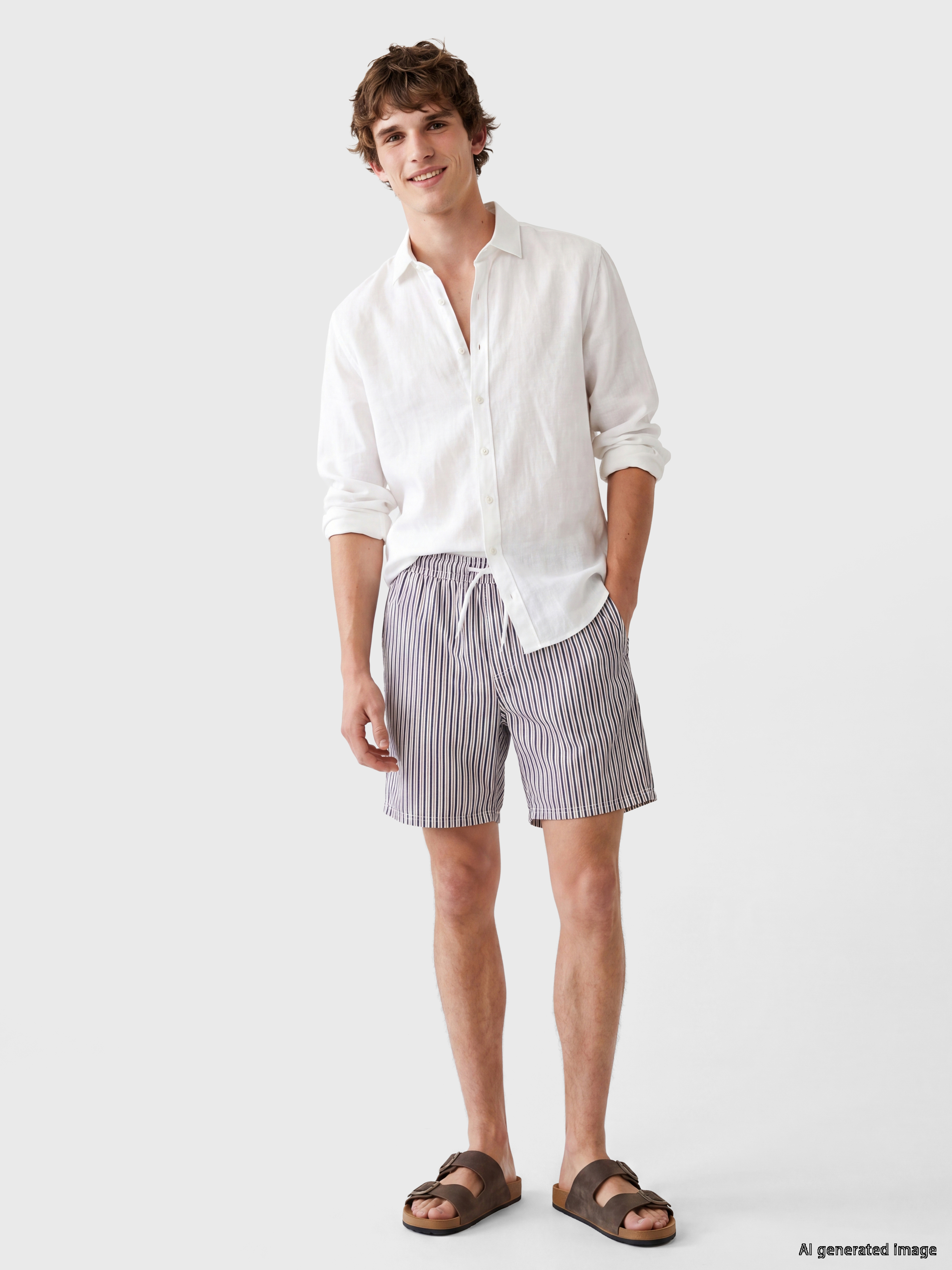 LCW SWIMWEAR Kısa Boy Çizgili Erkek Deniz Şortu görsel 2