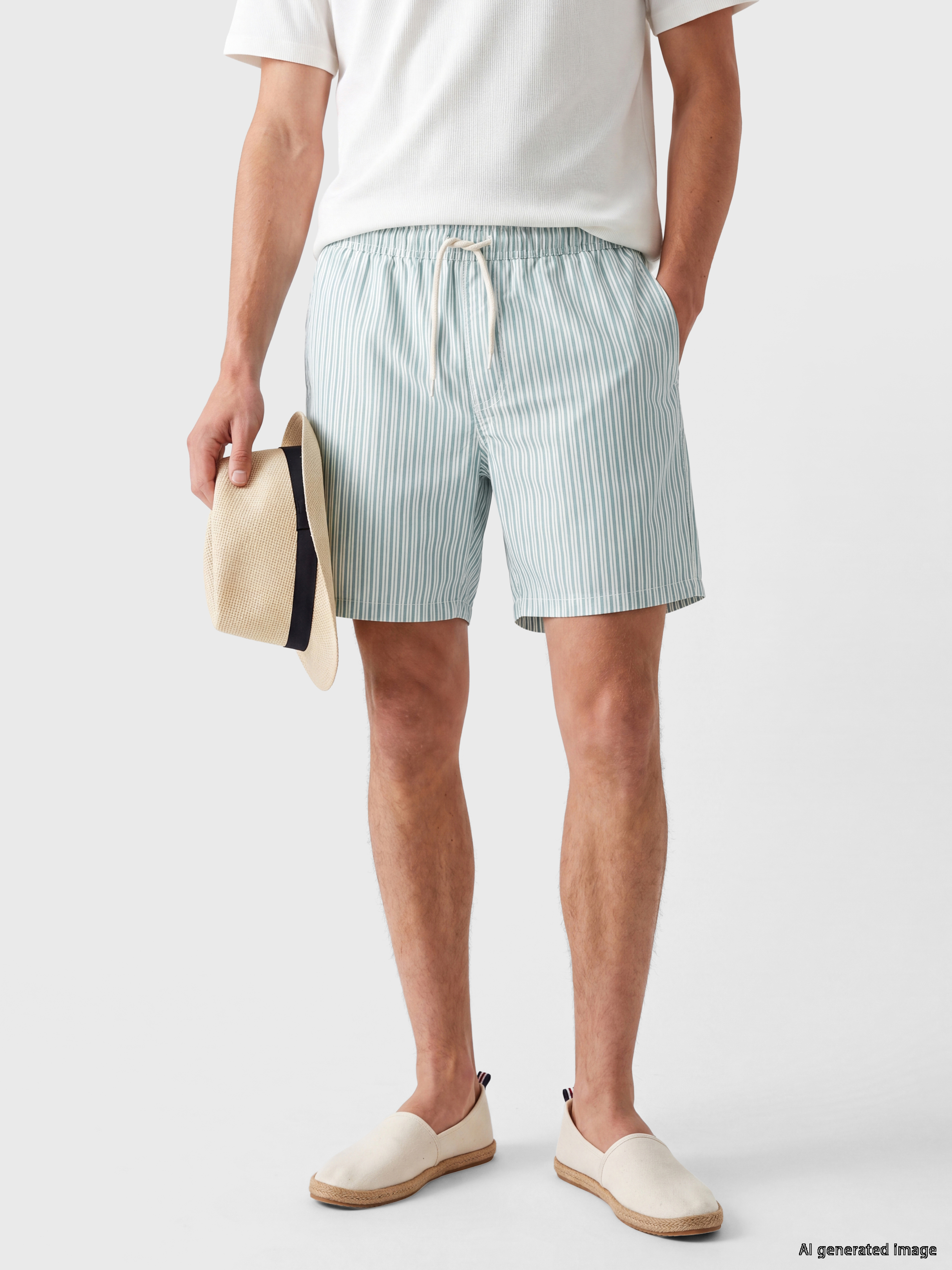 LCW SWIMWEAR Kısa Boy Çizgili Erkek Deniz Şortu