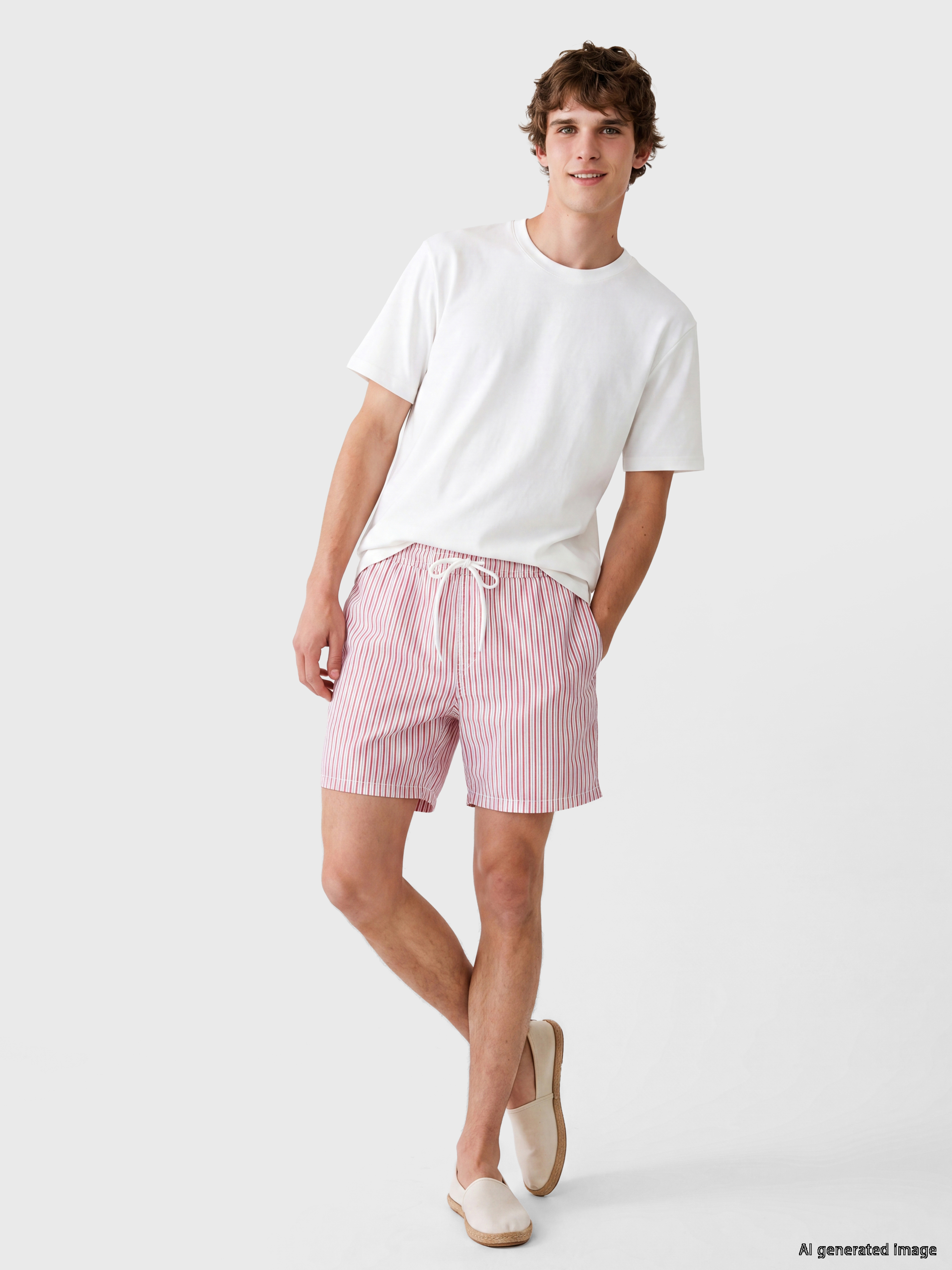 LCW SWIMWEAR Kısa Boy Beli Lastikli Çizgili Erkek Deniz Şortu görsel 2