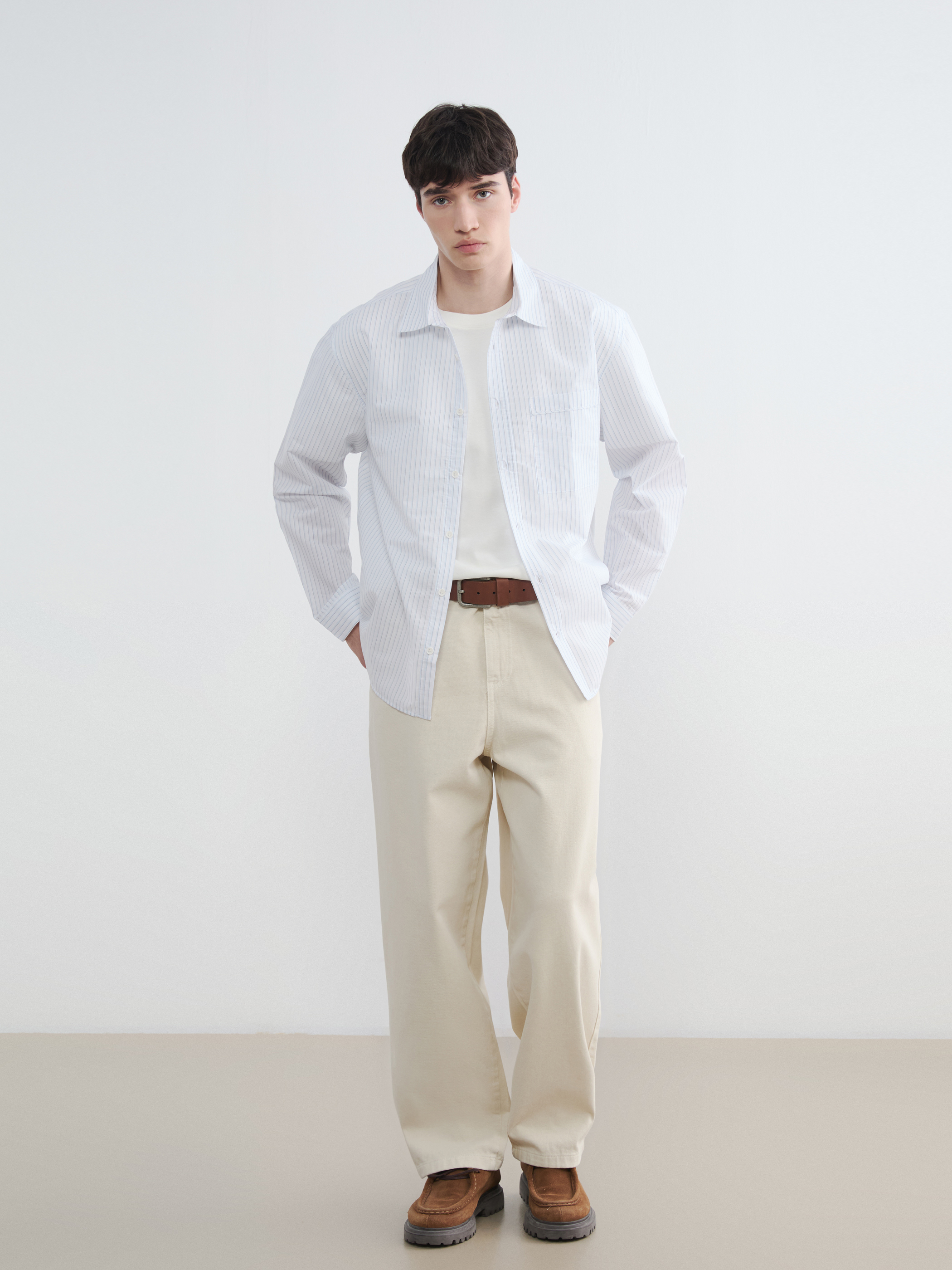 XSIDE Regular Fit Çizgili Poplin Erkek Gömlek görsel 2