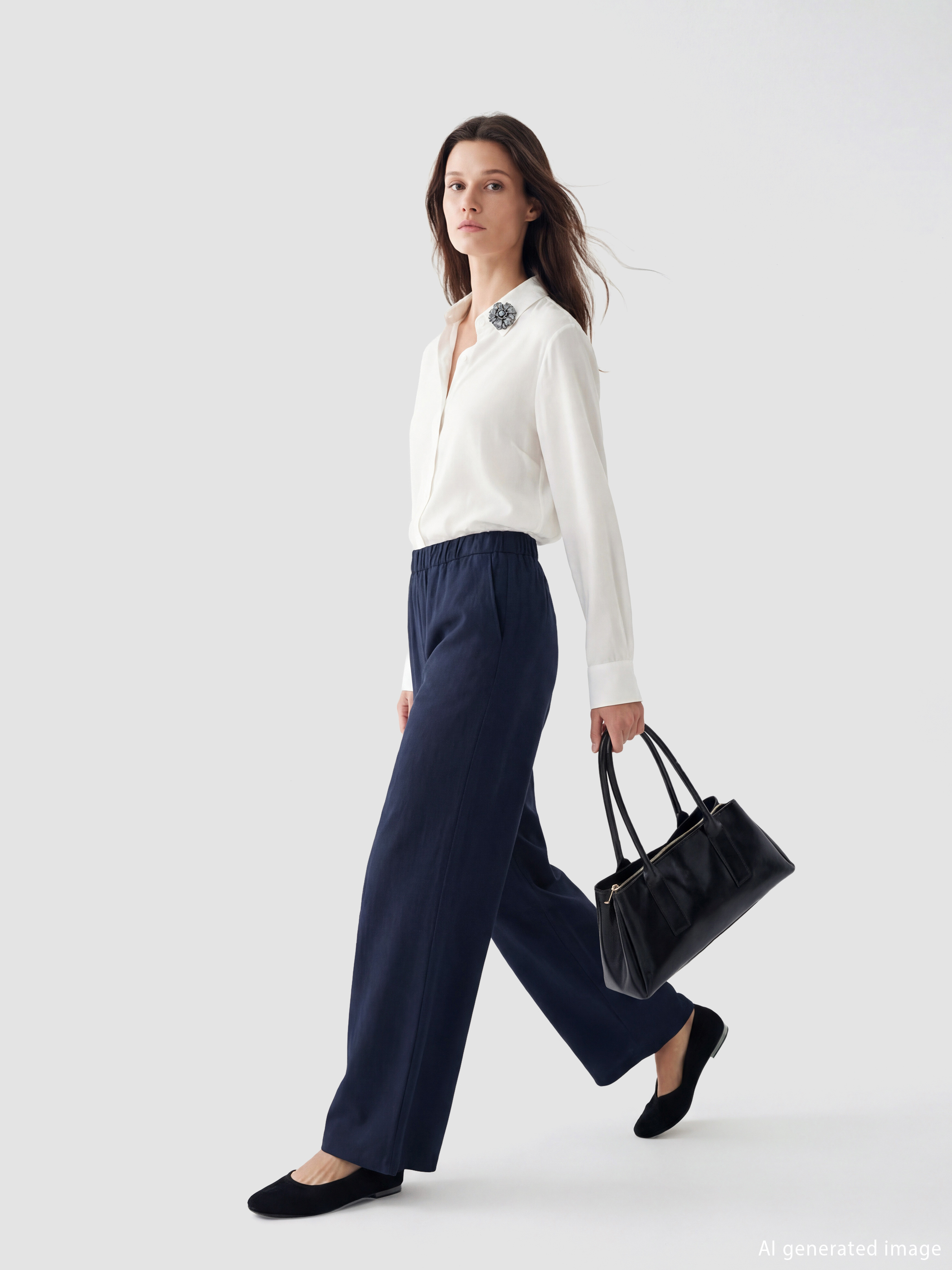 LCW Modest Beli Lastikli Geniş Paça Kadın Pantolon