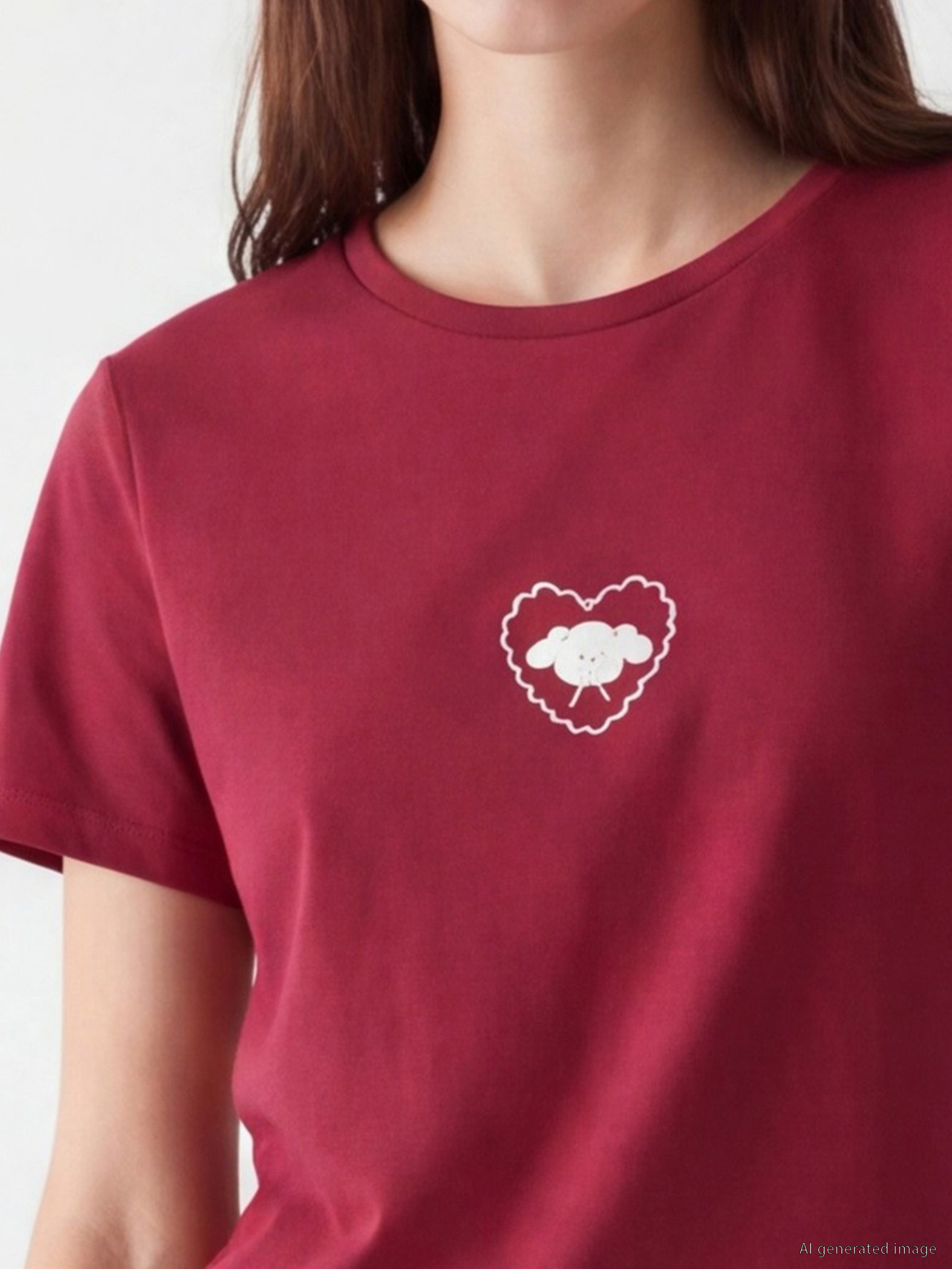 LCW Young Bisiklet Yaka Baskılı Kadın Şortlu Pijama Takımı görsel 3