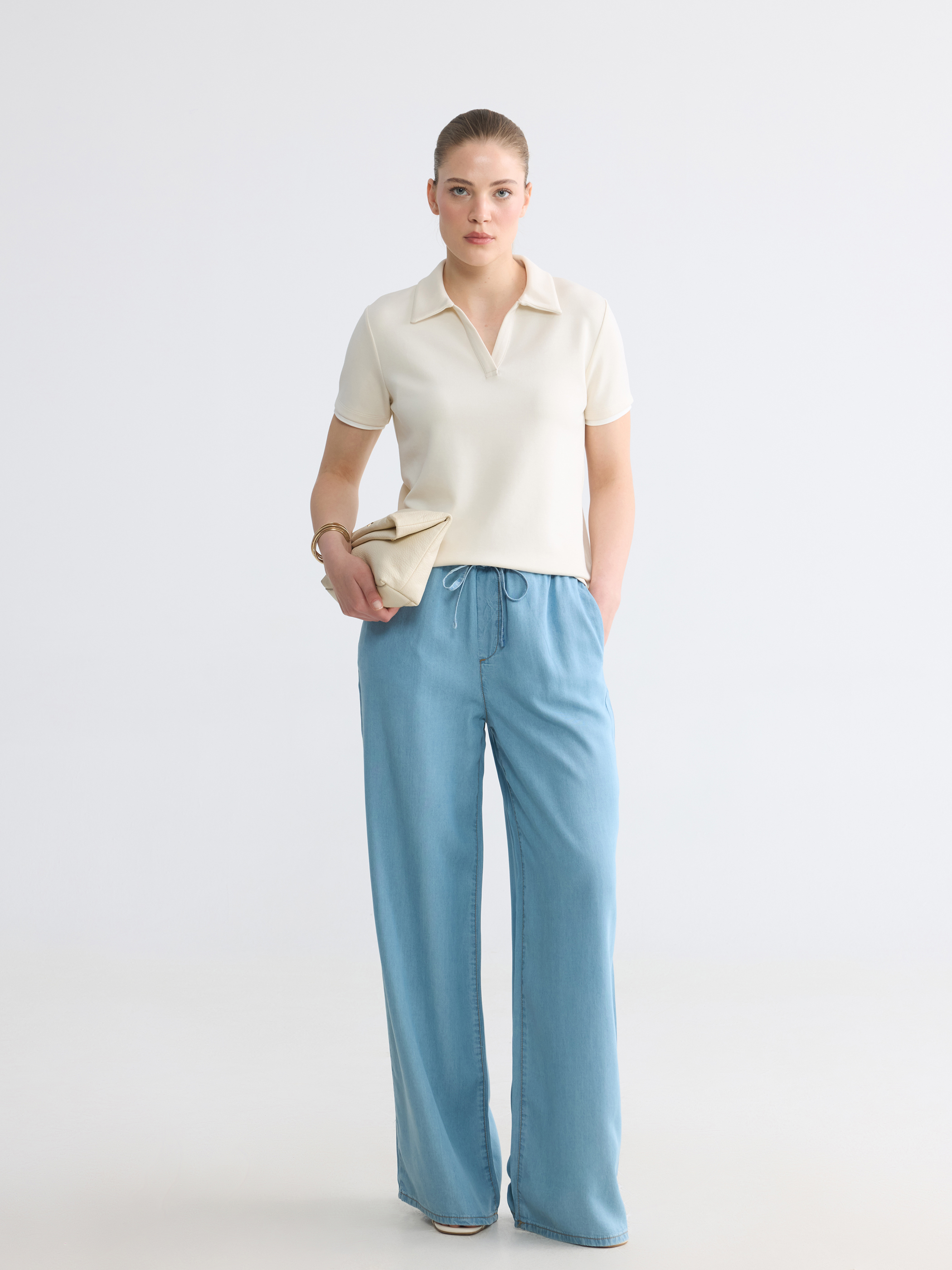 LCW Comfort Beli Lastikli Wideleg Kadın Jean Pantolon