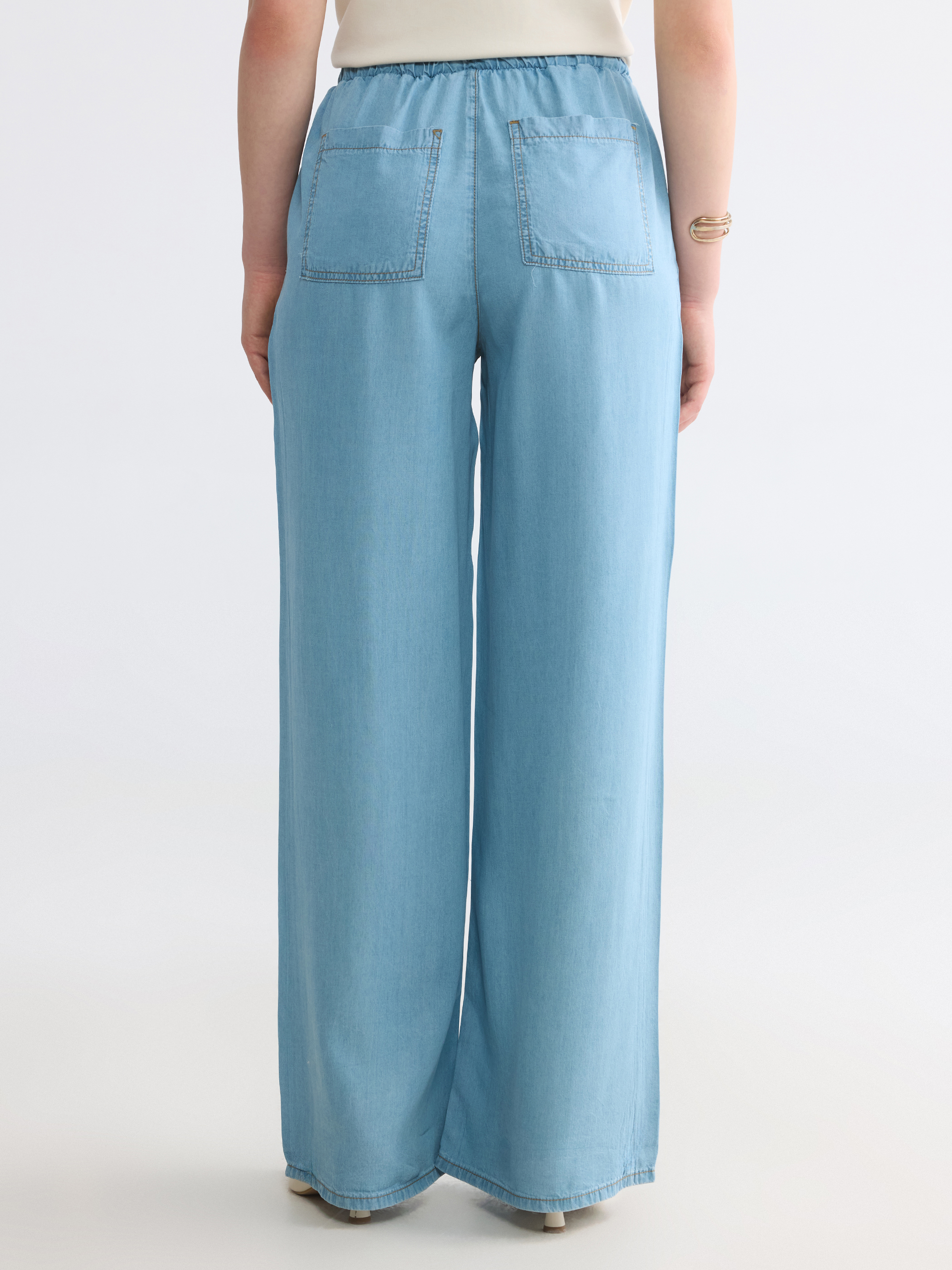 LCW Comfort Beli Lastikli Wideleg Kadın Jean Pantolon görsel 2