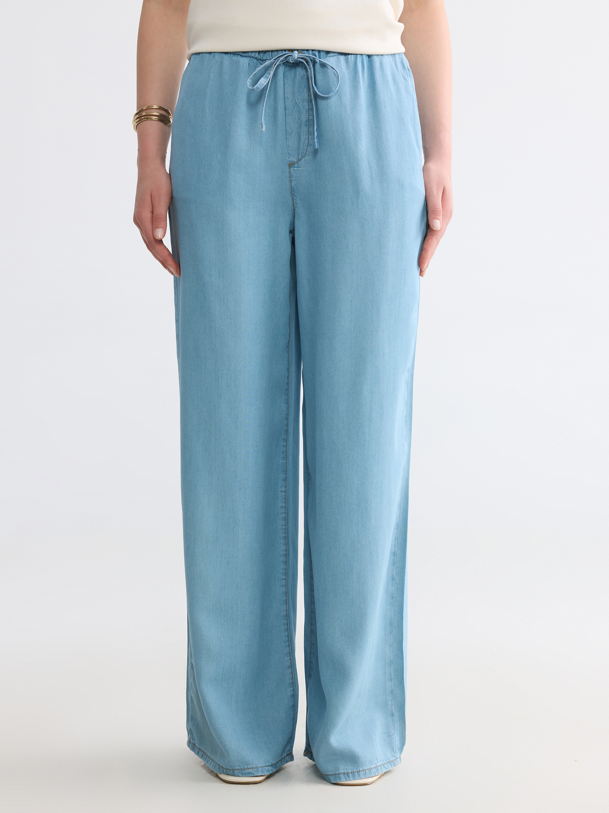 LCW Comfort Beli Lastikli Wideleg Kadın Jean Pantolon görsel 4
