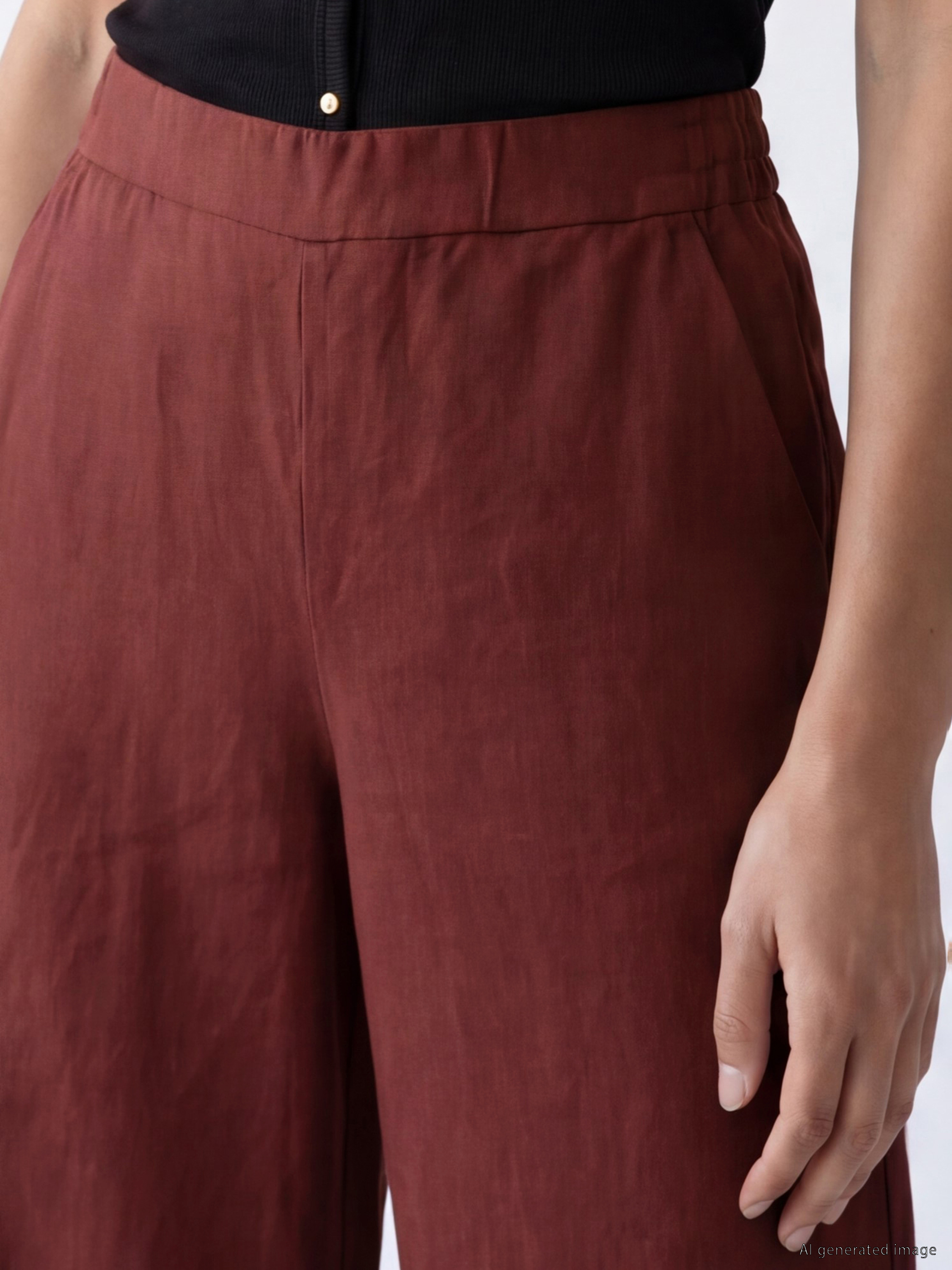 LCWAIKIKI Classic Beli Lastikli Kadın %100 Keten Pantolon görsel 3