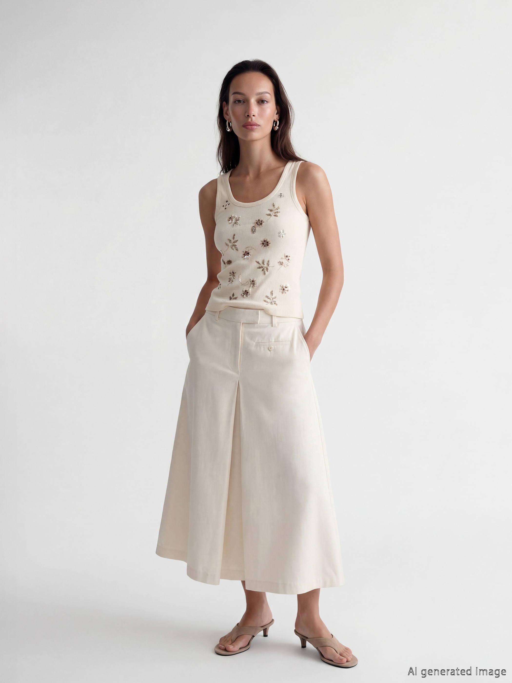 LCW EVERYDAY U Yaka Boncuk İşlemeli Kadın Atlet görsel 2