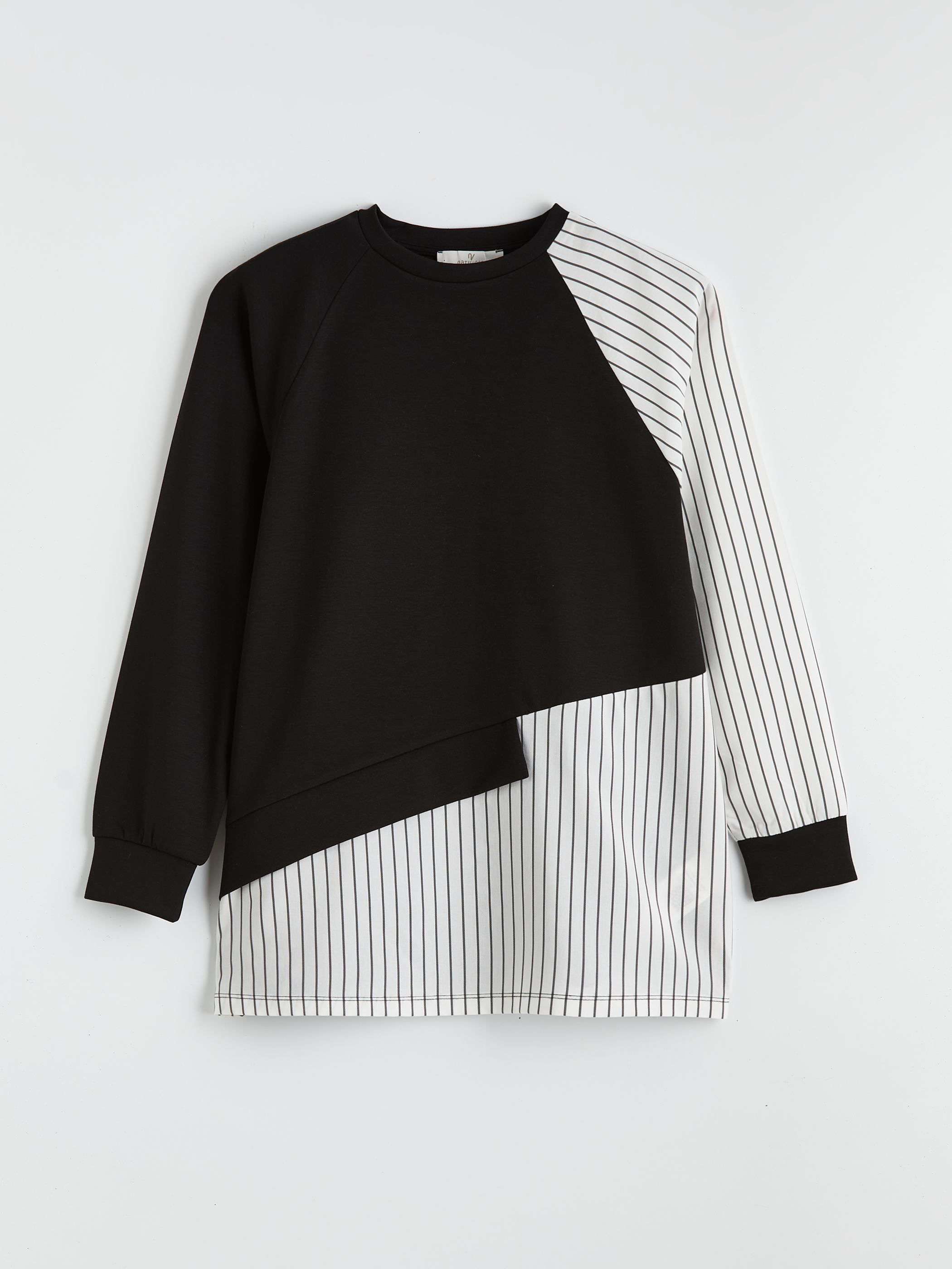 Natuvera Bisiklet Yaka Çizgili Kadın Sweatshirt Tunik görsel 6