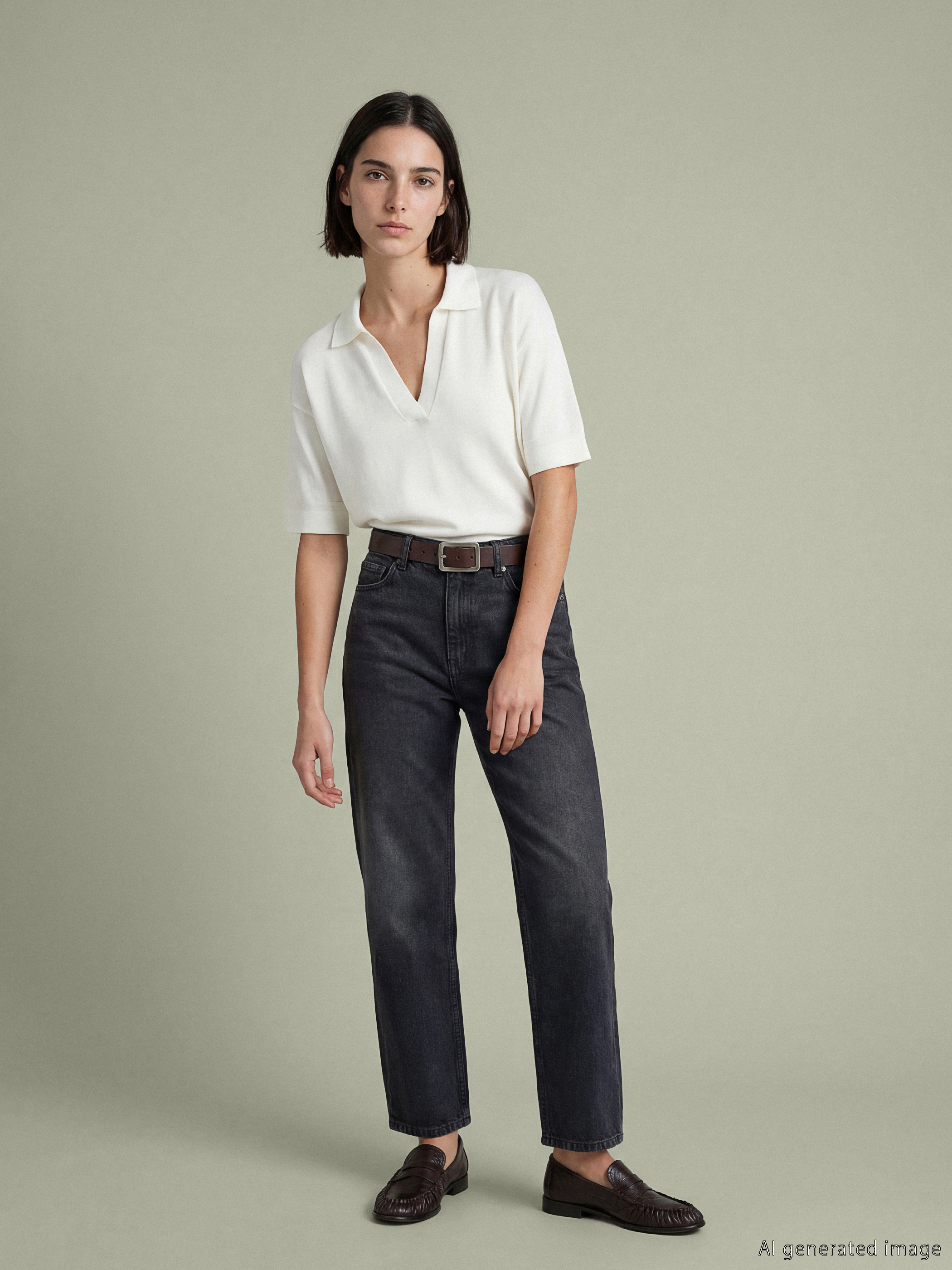 LCW Vision Polo Yaka Oversize Kadın Triko Kazak görsel 2