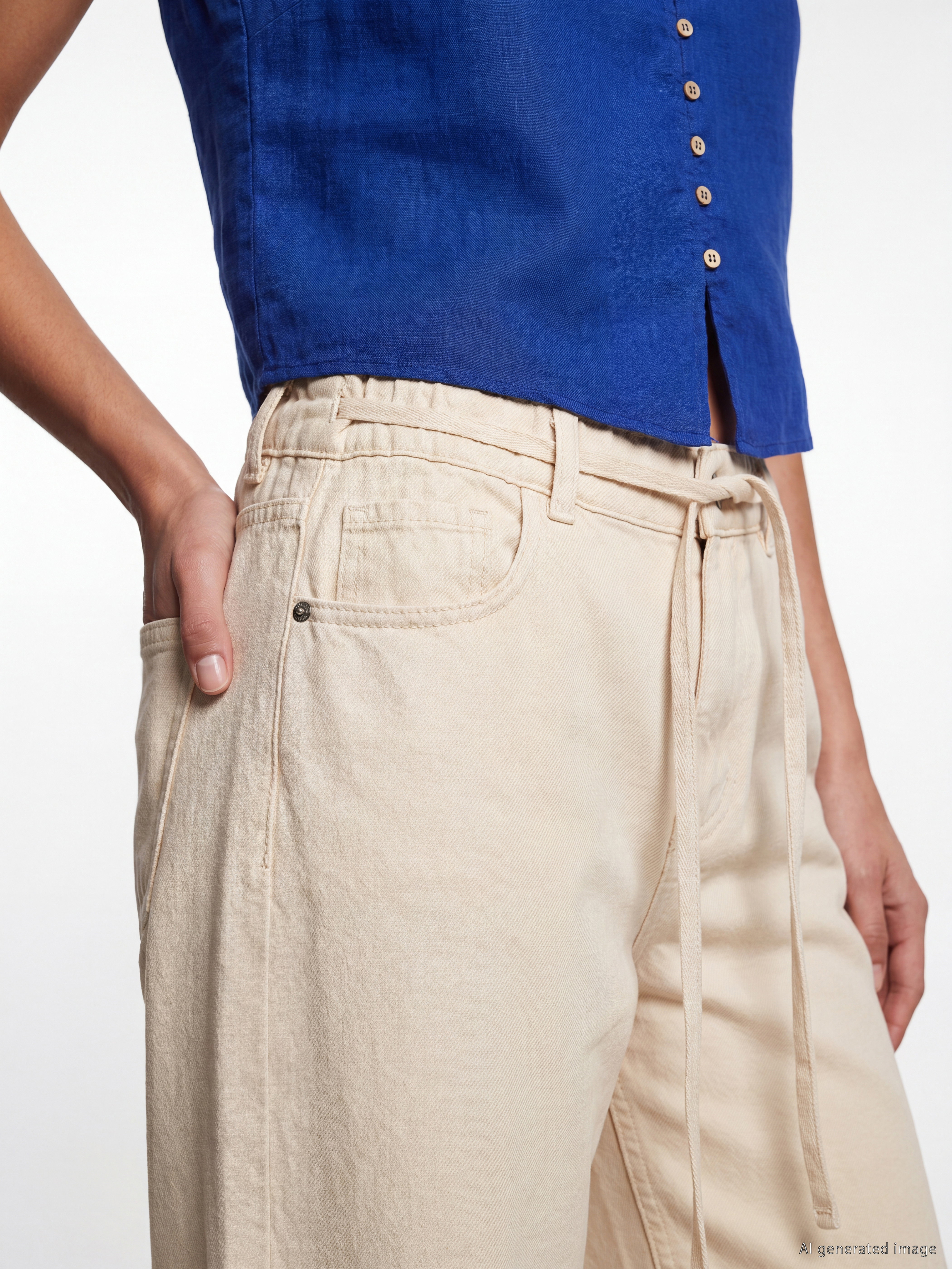 LCW Jeans Beli Lastikli Wideleg Kadın Jean Pantolon görsel 3