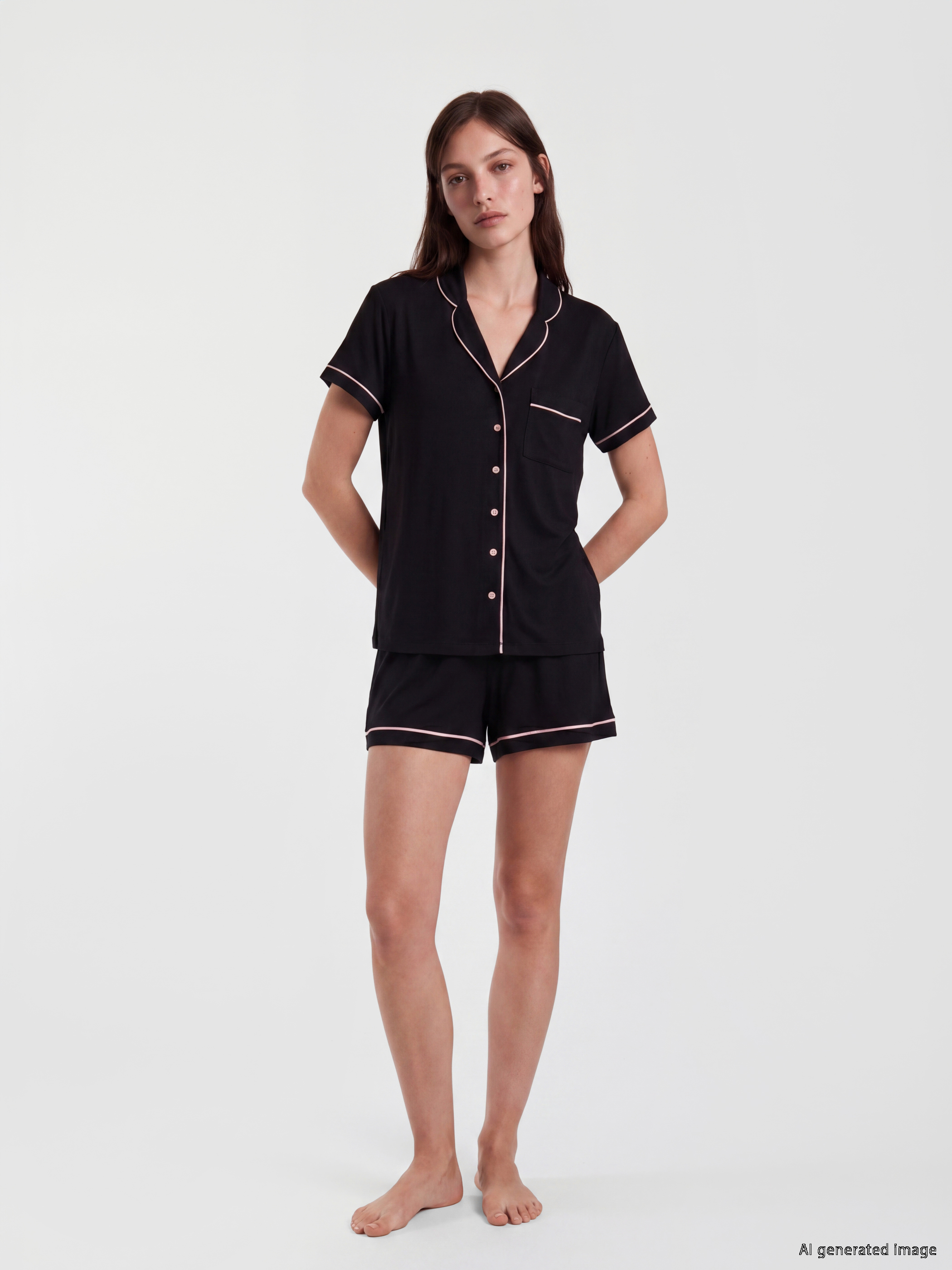 LCW DREAM Gömlek Yaka Kadın Şortlu Pijama Takımı