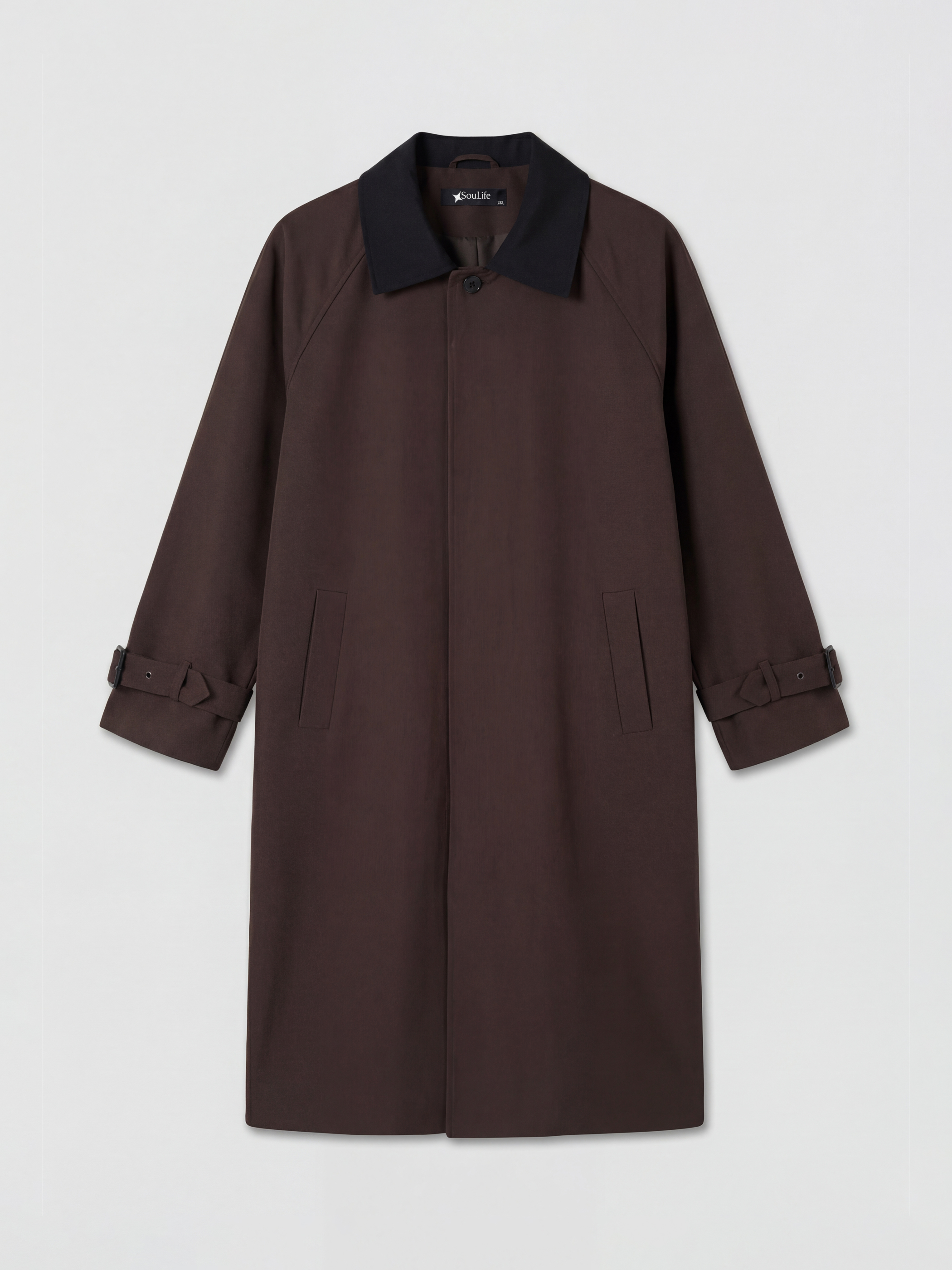 Soulife Kontrast Yaka Oversize Kadın Trençkot görsel 7