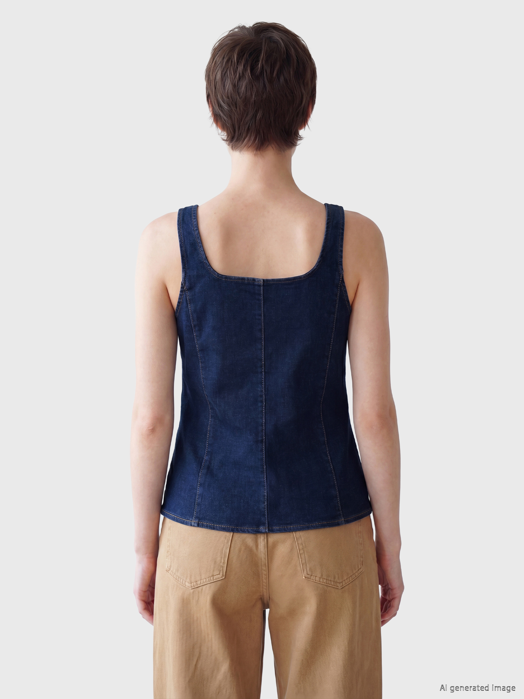 Soulife Kare Yaka Fermuarlı Jean Bluz görsel 4