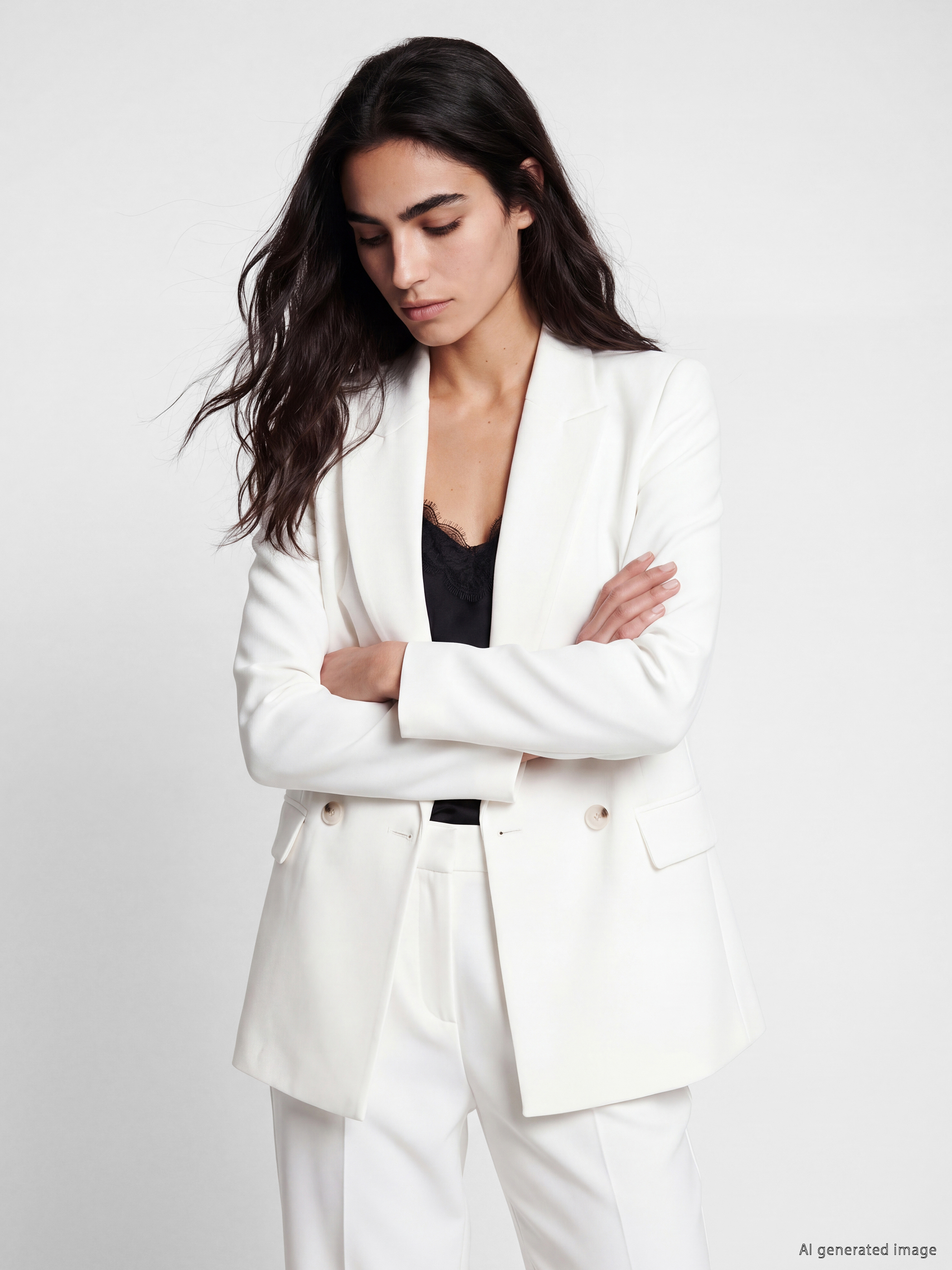 LCW Vision Kruvaze Yaka Krep Kadın Blazer Ceket görsel 3