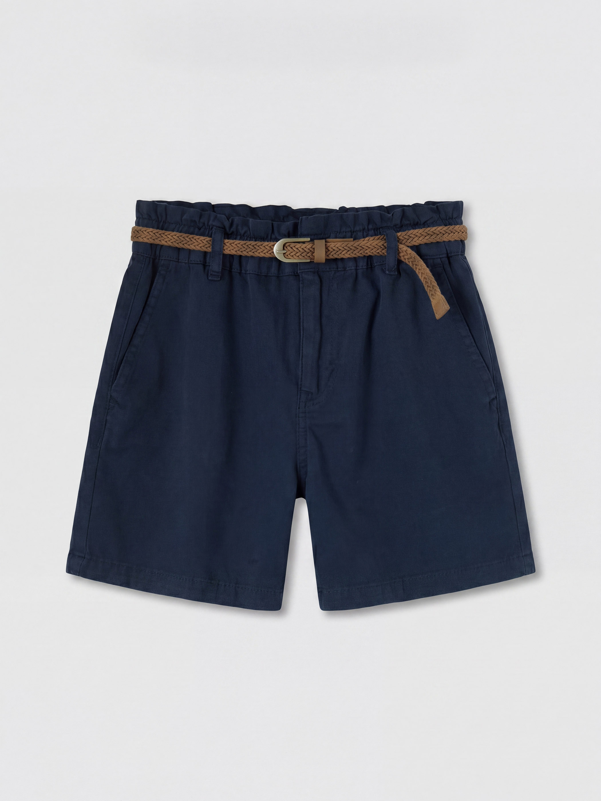 LCW Jeans Beli Kemerli Kadın Pileli Jean Şort görsel 5