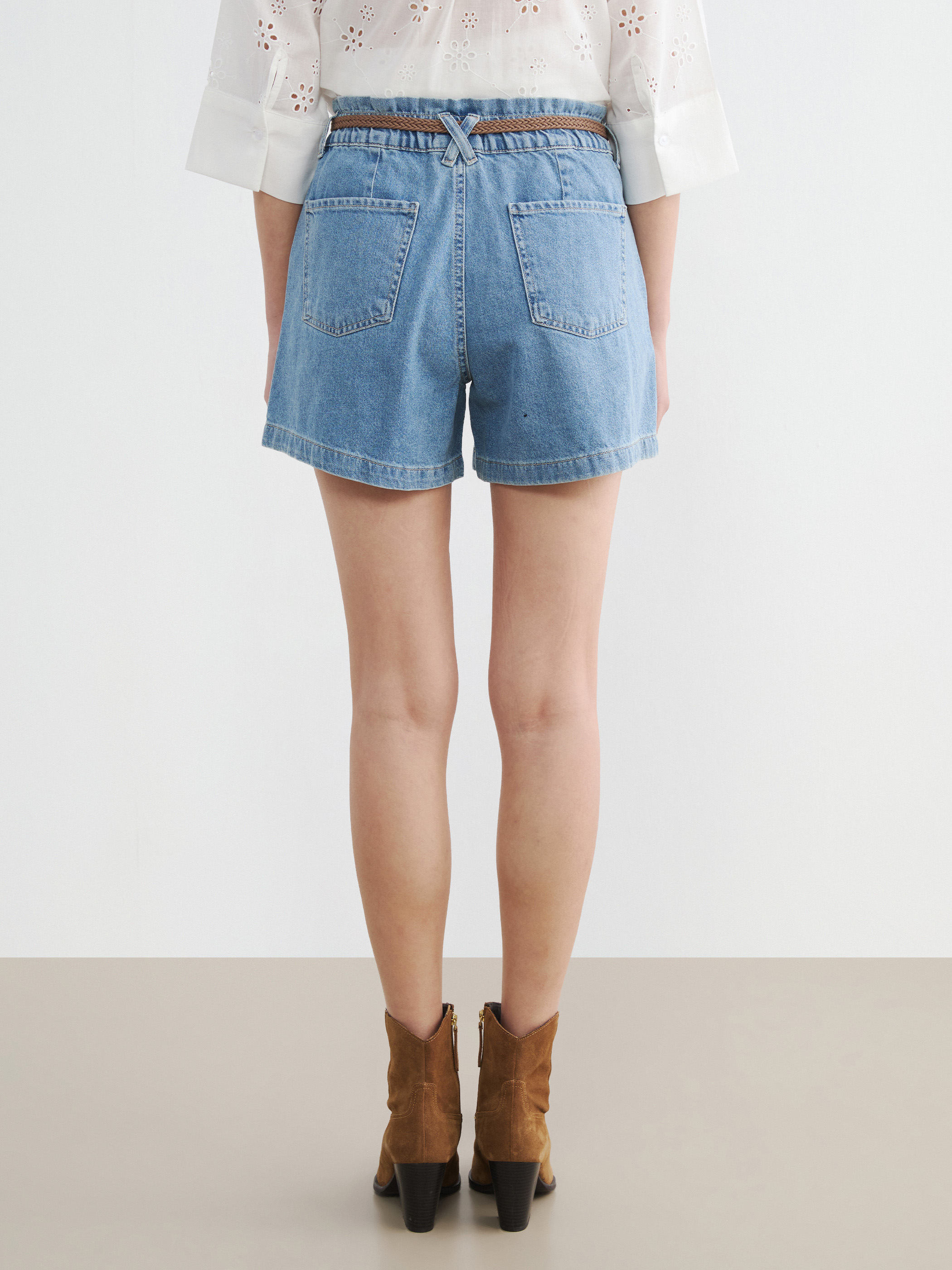 LCW Jeans Bel Kemerli Kadın Jean Şort görsel 4