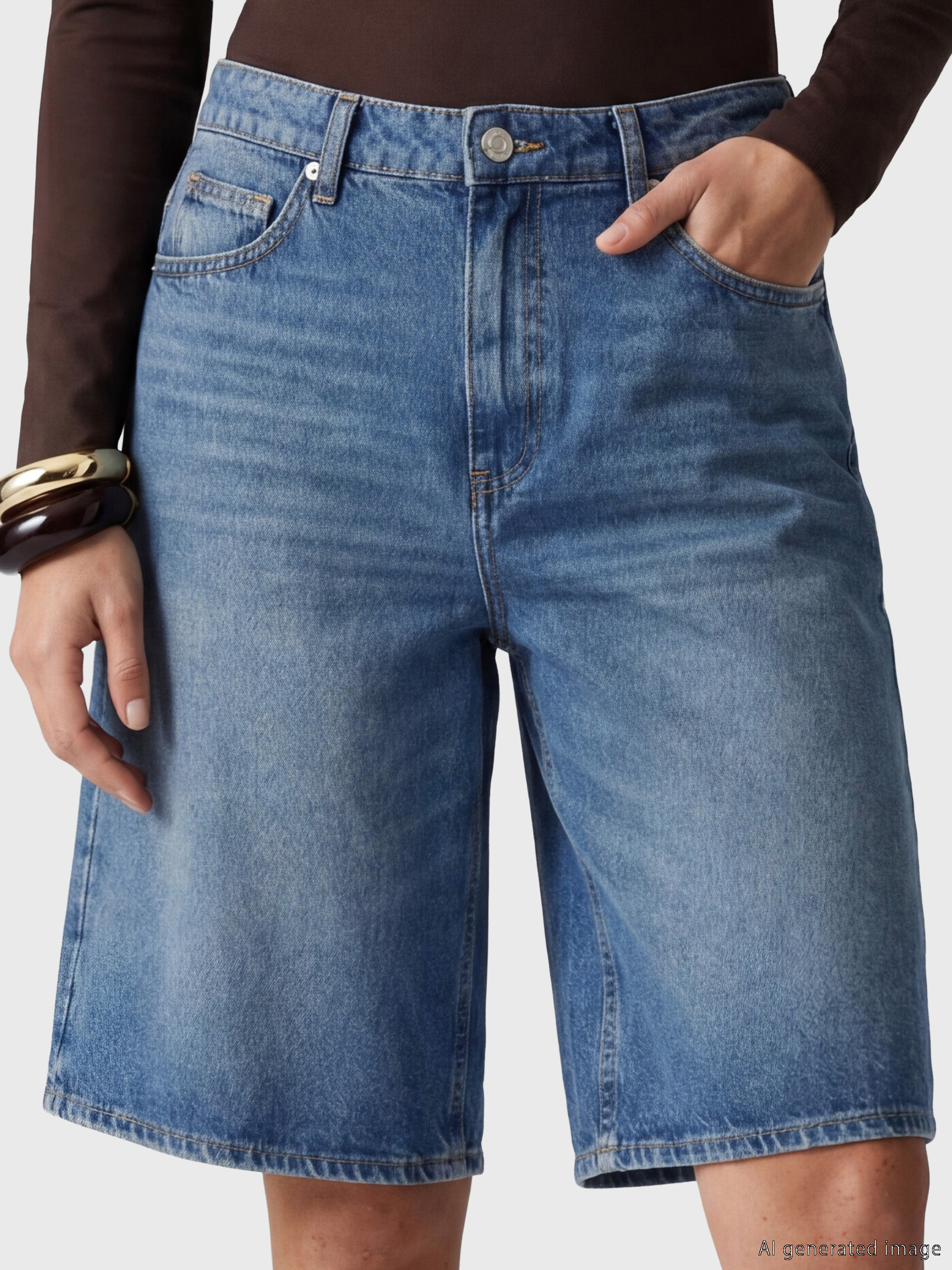 LCW Jeans Bermuda Fit Kadın Jean Şortolon görsel 2