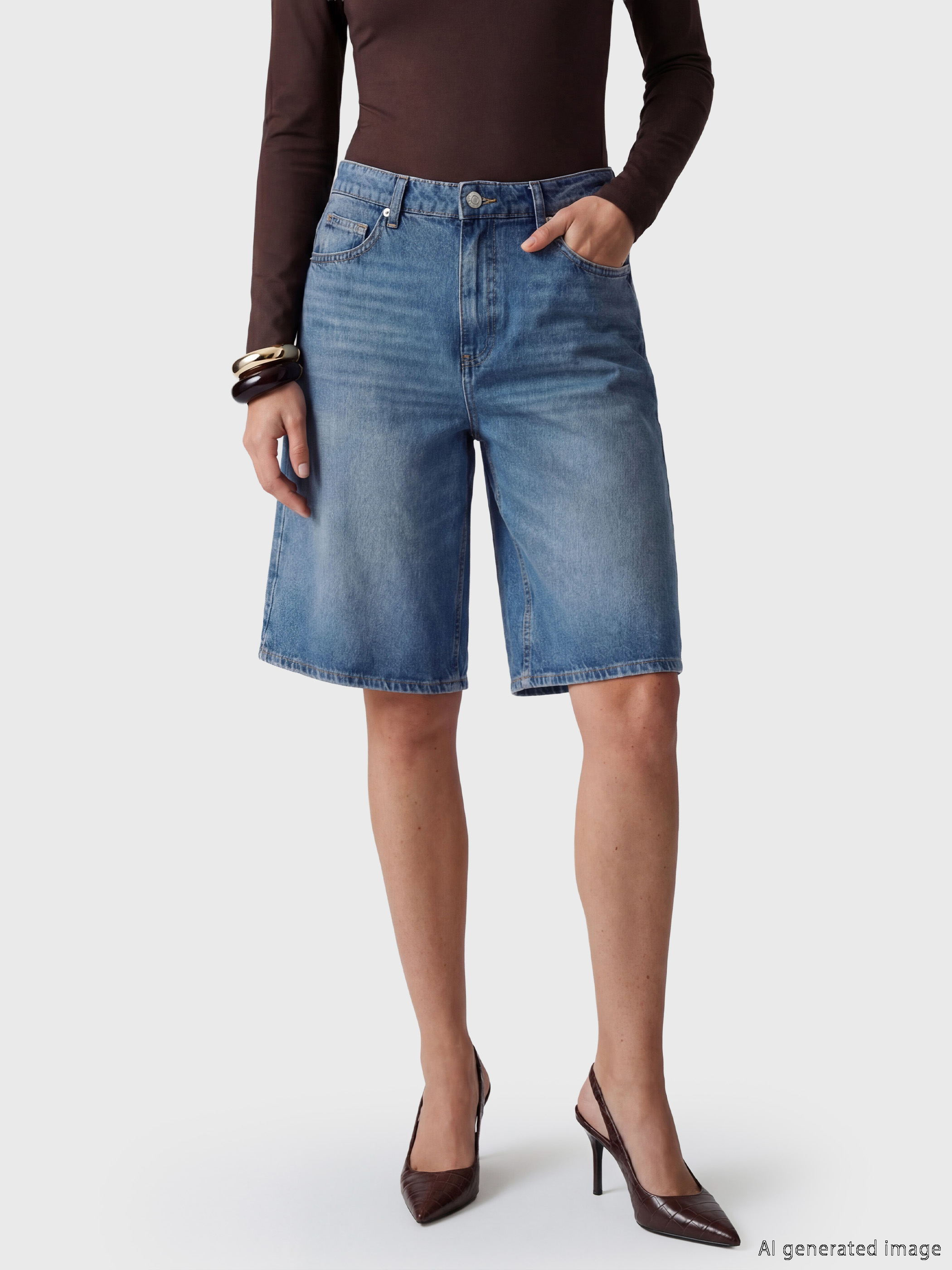 LCW Jeans Bermuda Fit Kadın Jean Şortolon görsel 3