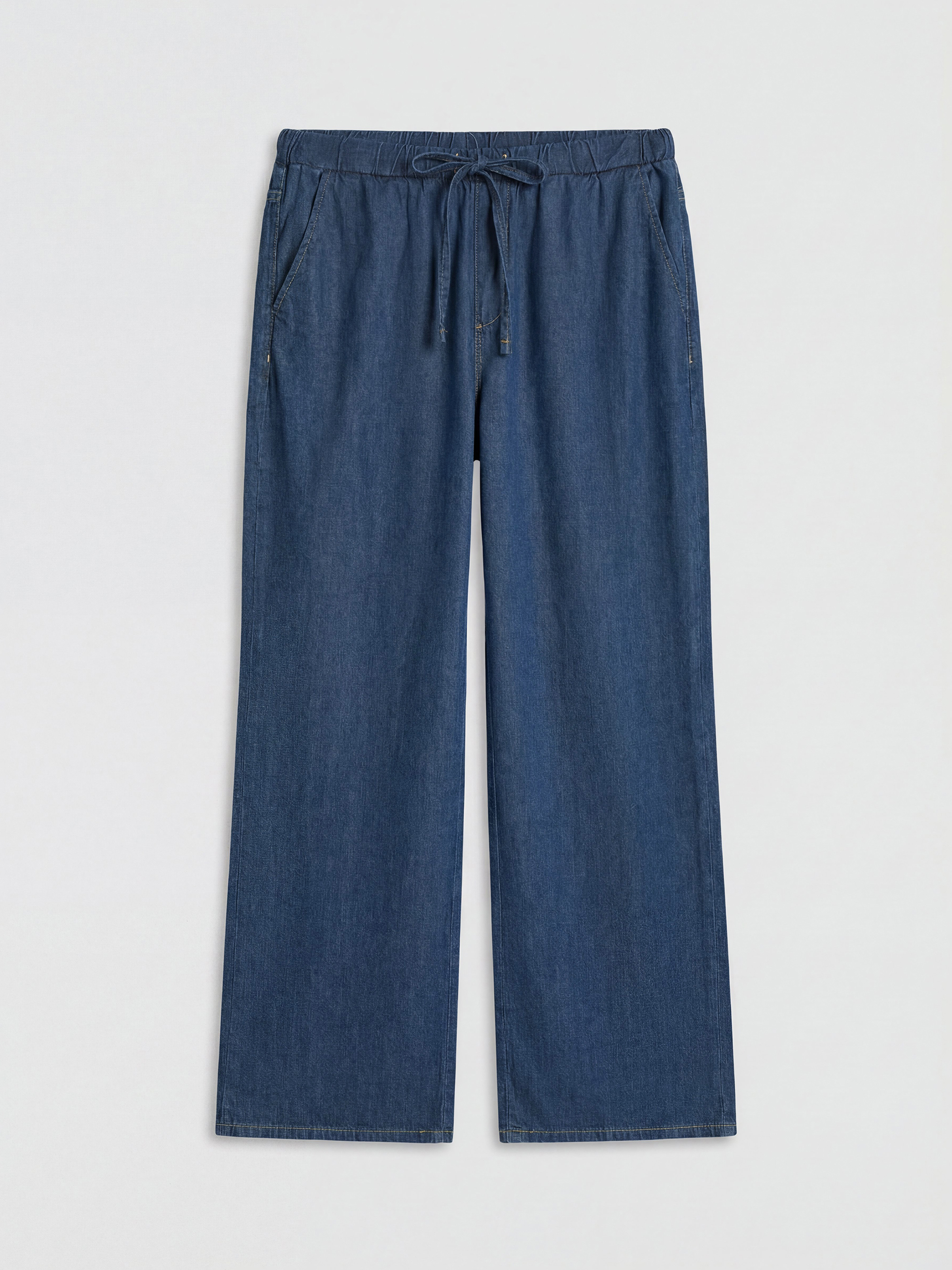 LCWAIKIKI Classic Beli Lastikli Wideleg Kadın Jean Pantolon görsel 2