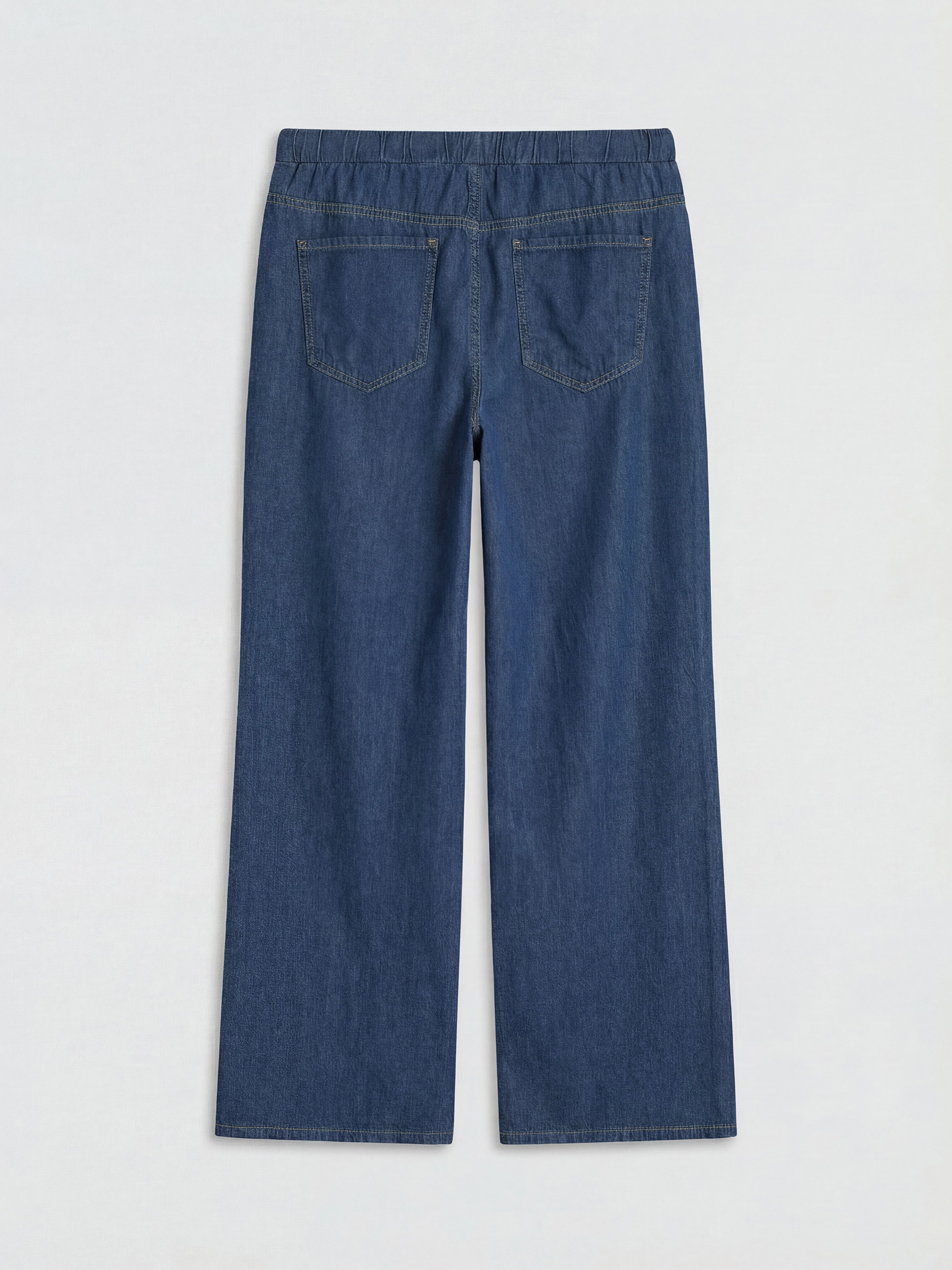LCWAIKIKI Classic Beli Lastikli Wideleg Kadın Jean Pantolon görsel 3