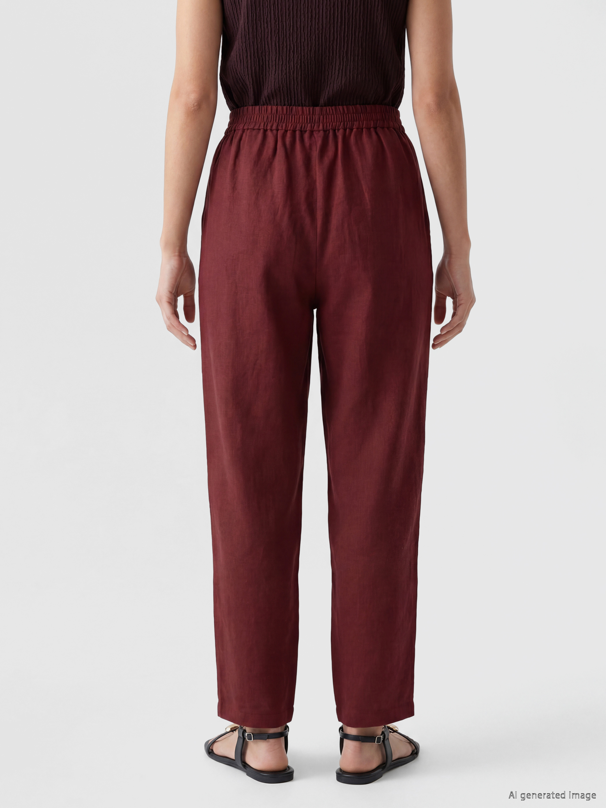 LCWAIKIKI Classic Havuç Kesim Kadın %100 Keten Pantolon görsel 4
