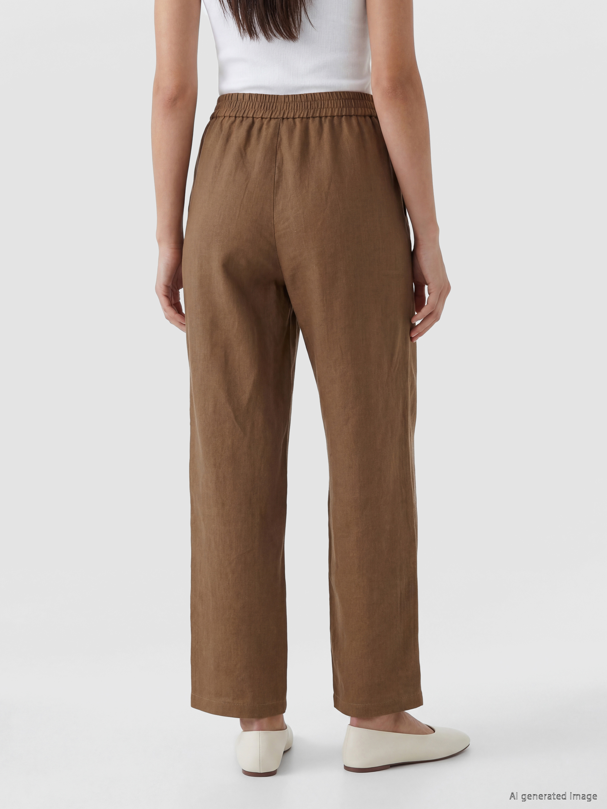LCWAIKIKI Classic Havuç Kesim Kadın %100 Keten Pantolon görsel 4