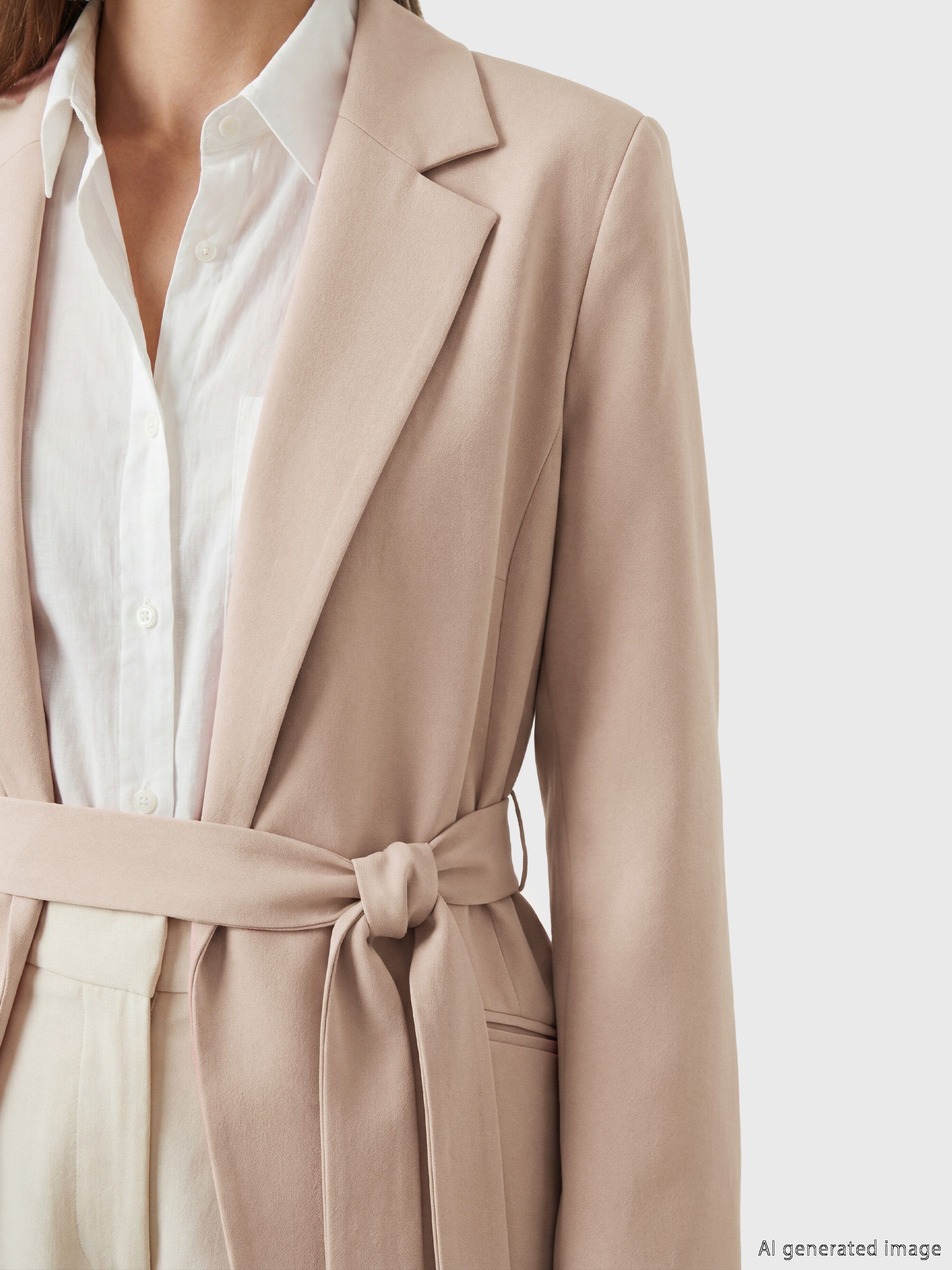 LCW Modest Beli Kuşaklı Kadın Blazer Ceket görsel 3