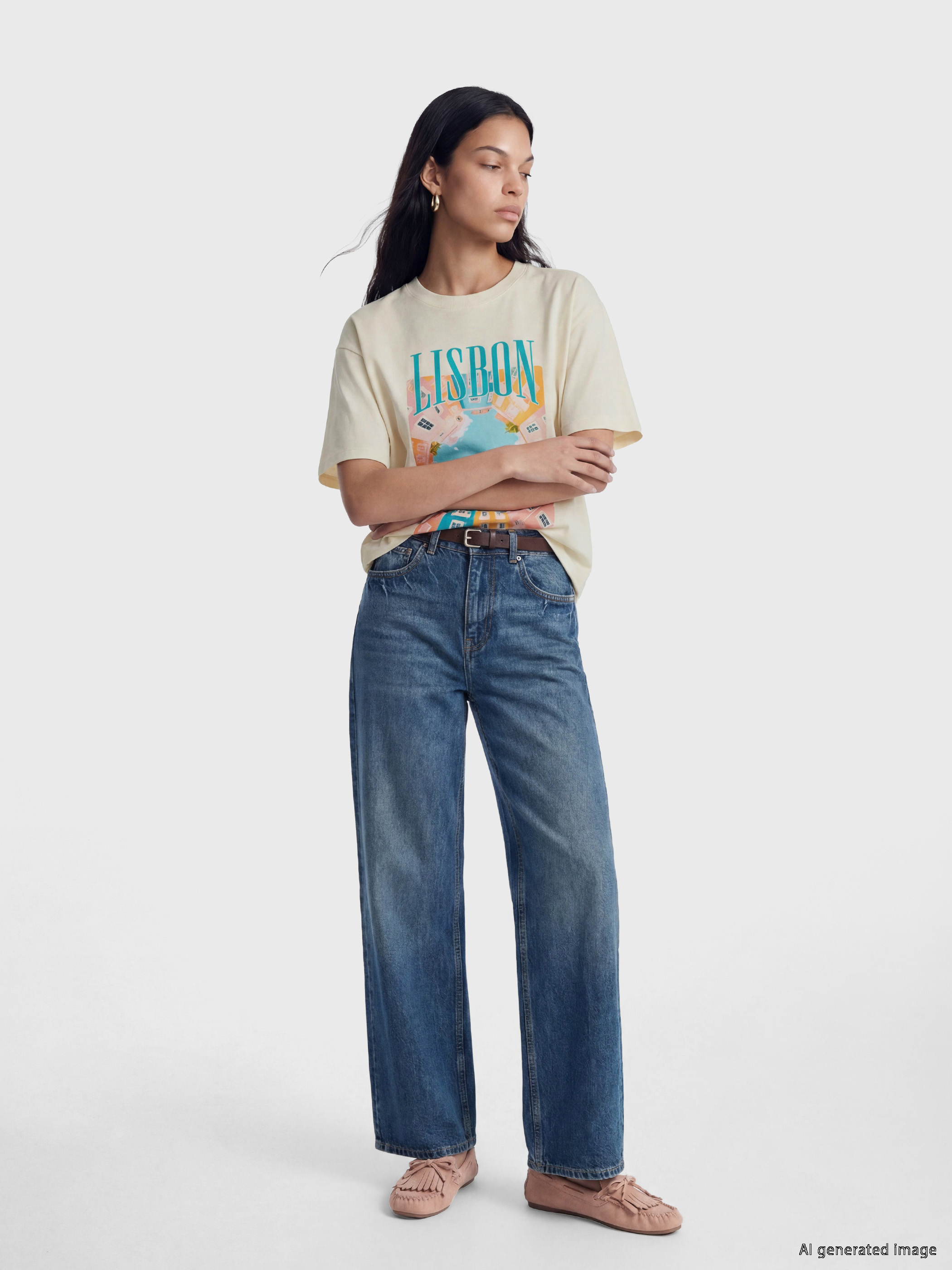LCW Vision Oversize %100 Pamuklu Kadın Tişört görsel 2
