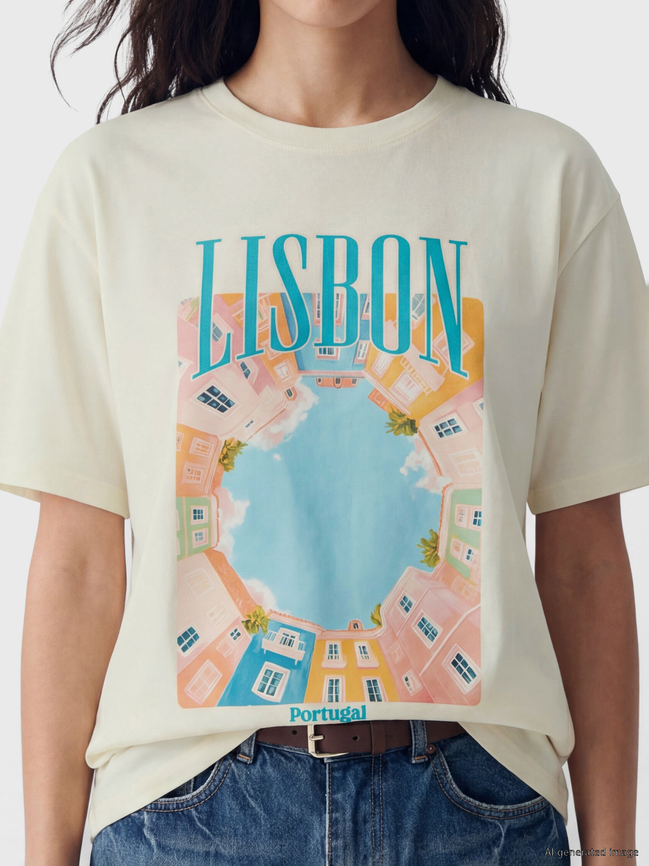 LCW Vision Oversize %100 Pamuklu Kadın Tişört görsel 3