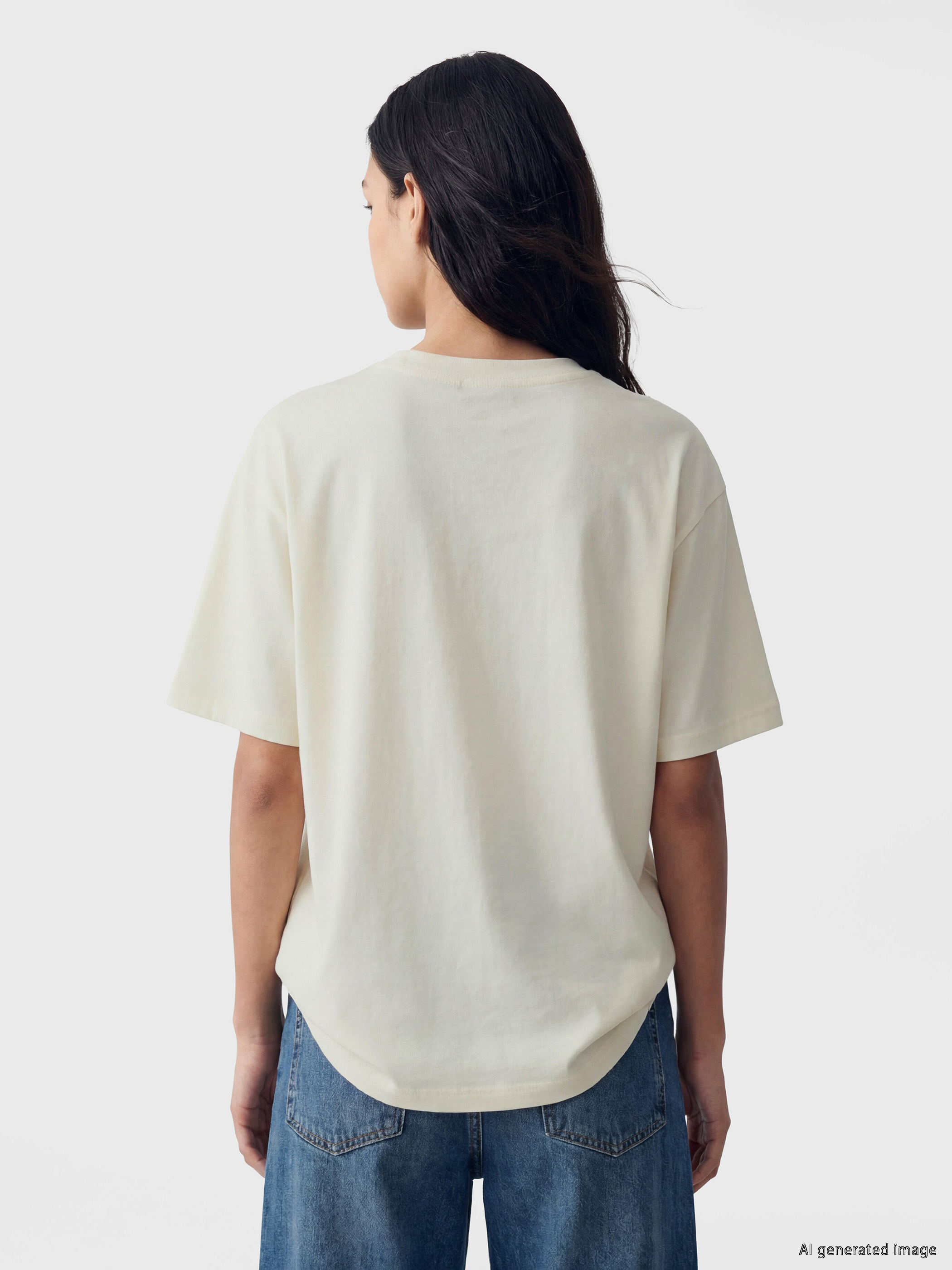 LCW Vision Oversize %100 Pamuklu Kadın Tişört görsel 4
