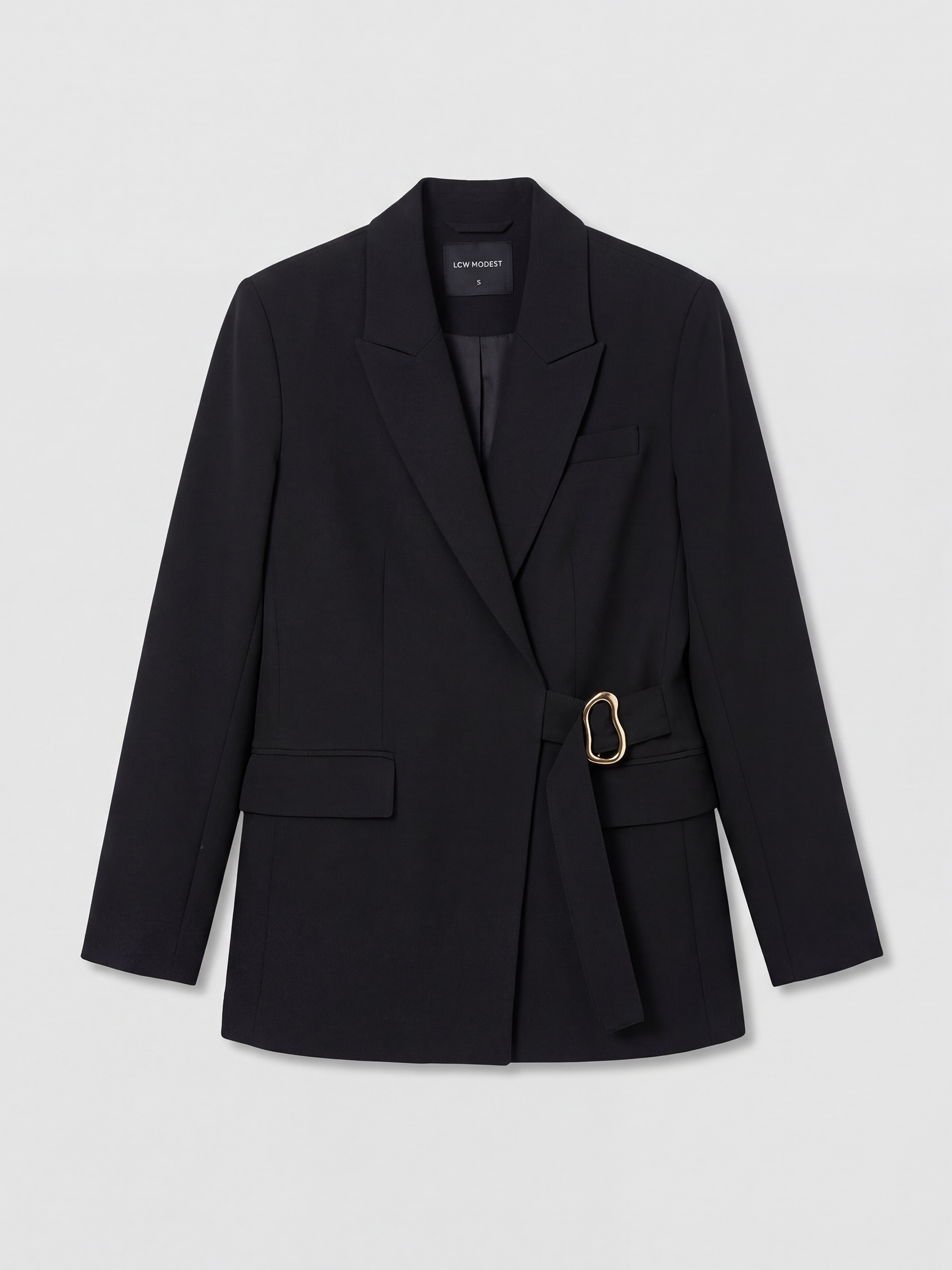 LCW Modest Kruvaze Yaka Kadın Blazer Ceket görsel 6