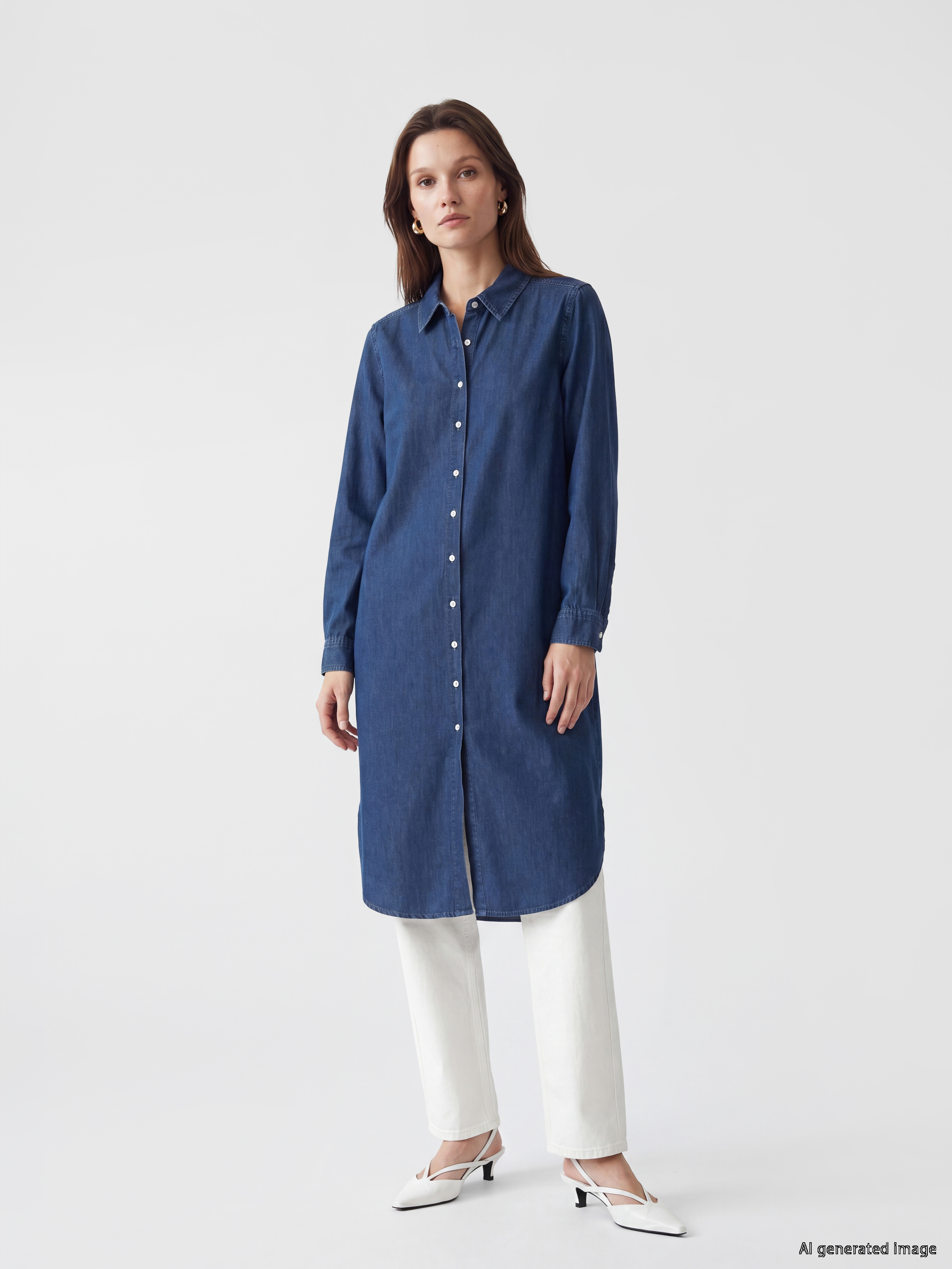 LCW Modest Kadın Jean Gömlek Tunik