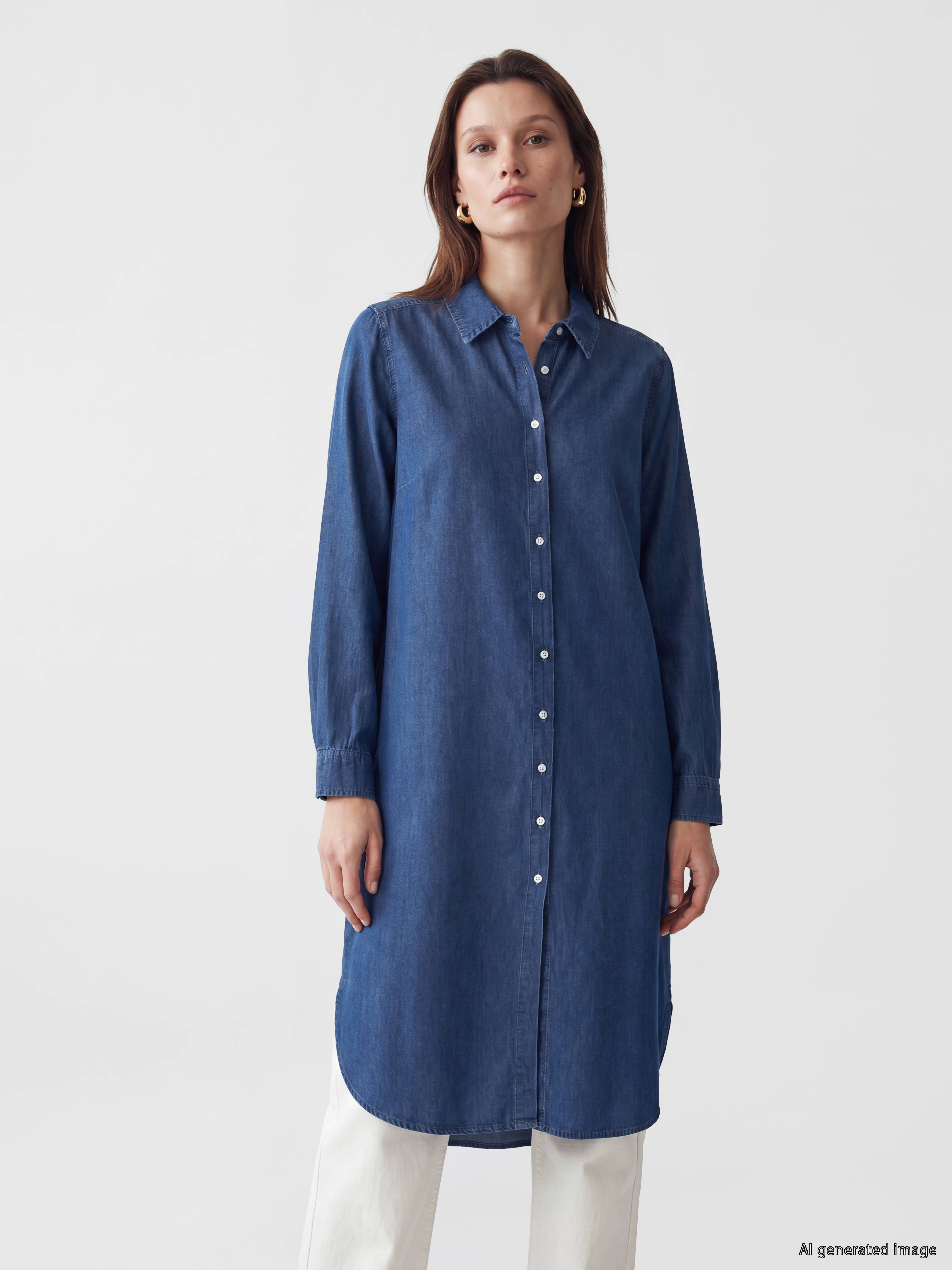 LCW Modest Kadın Jean Gömlek Tunik görsel 2