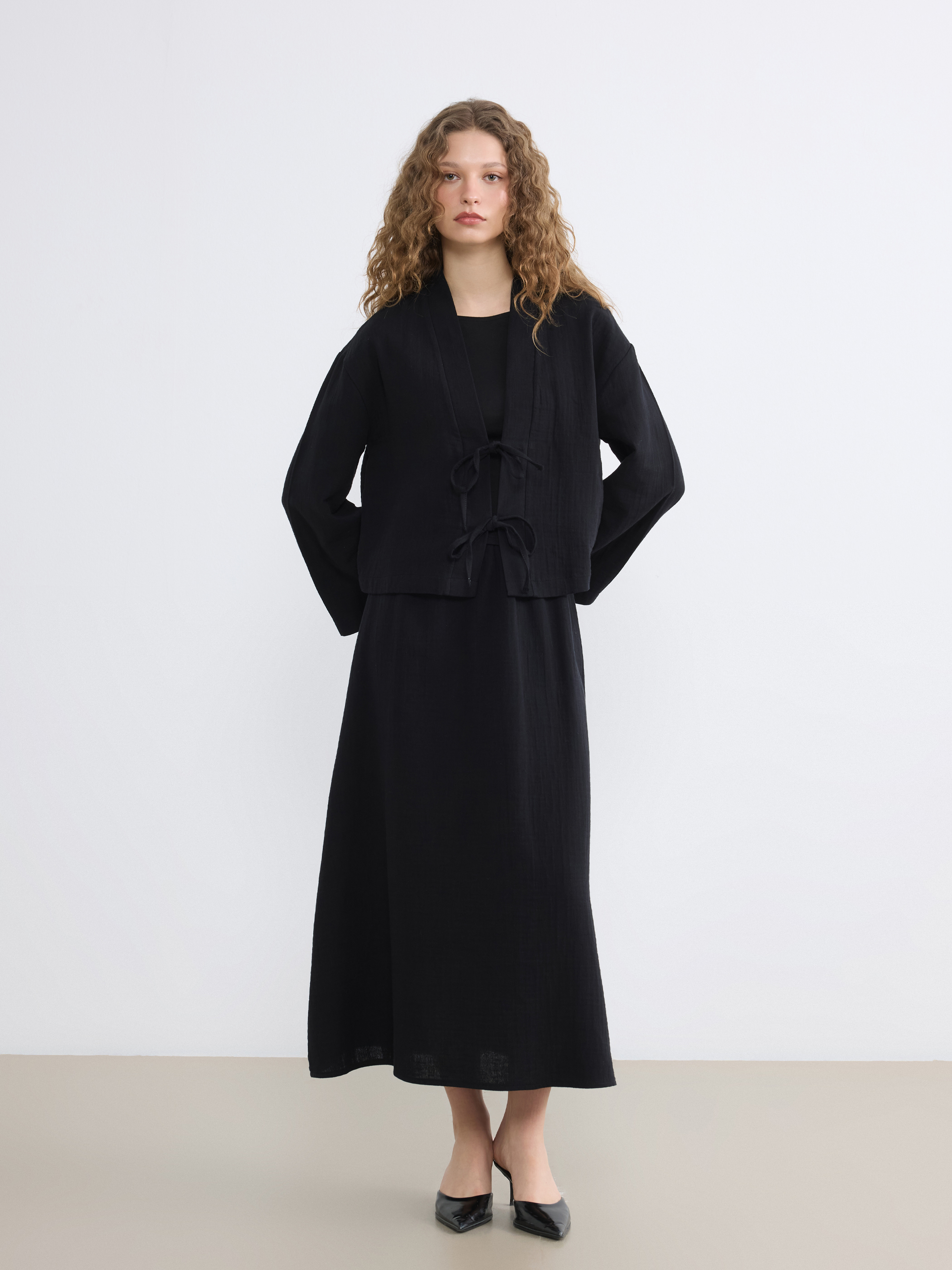 LCW Modest Şal Yaka Oversize Kadın Kimono görsel 2