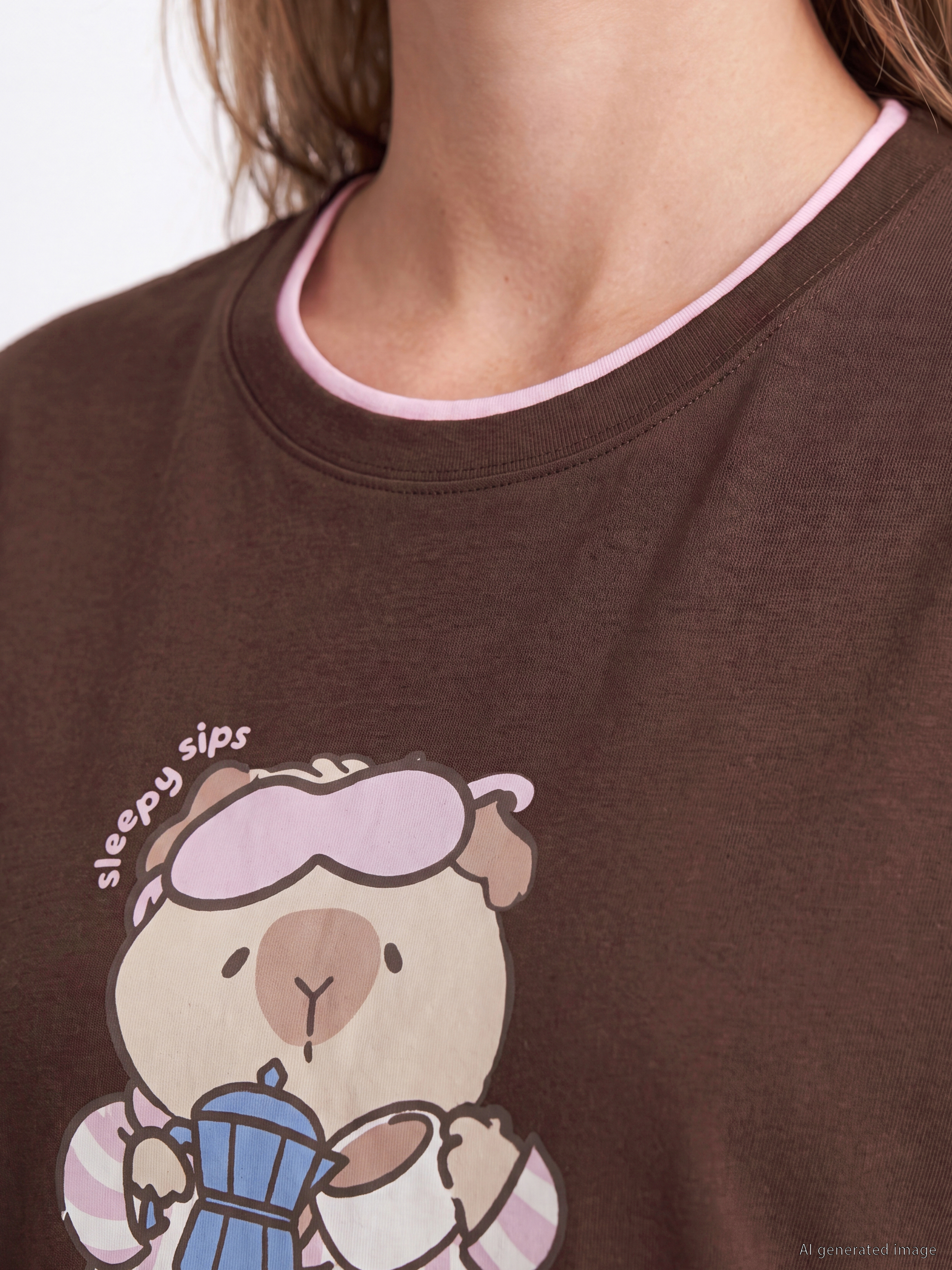 LCW Young Baskılı %100 Pamuklu Kadın Şortlu Pijama Takımı görsel 4