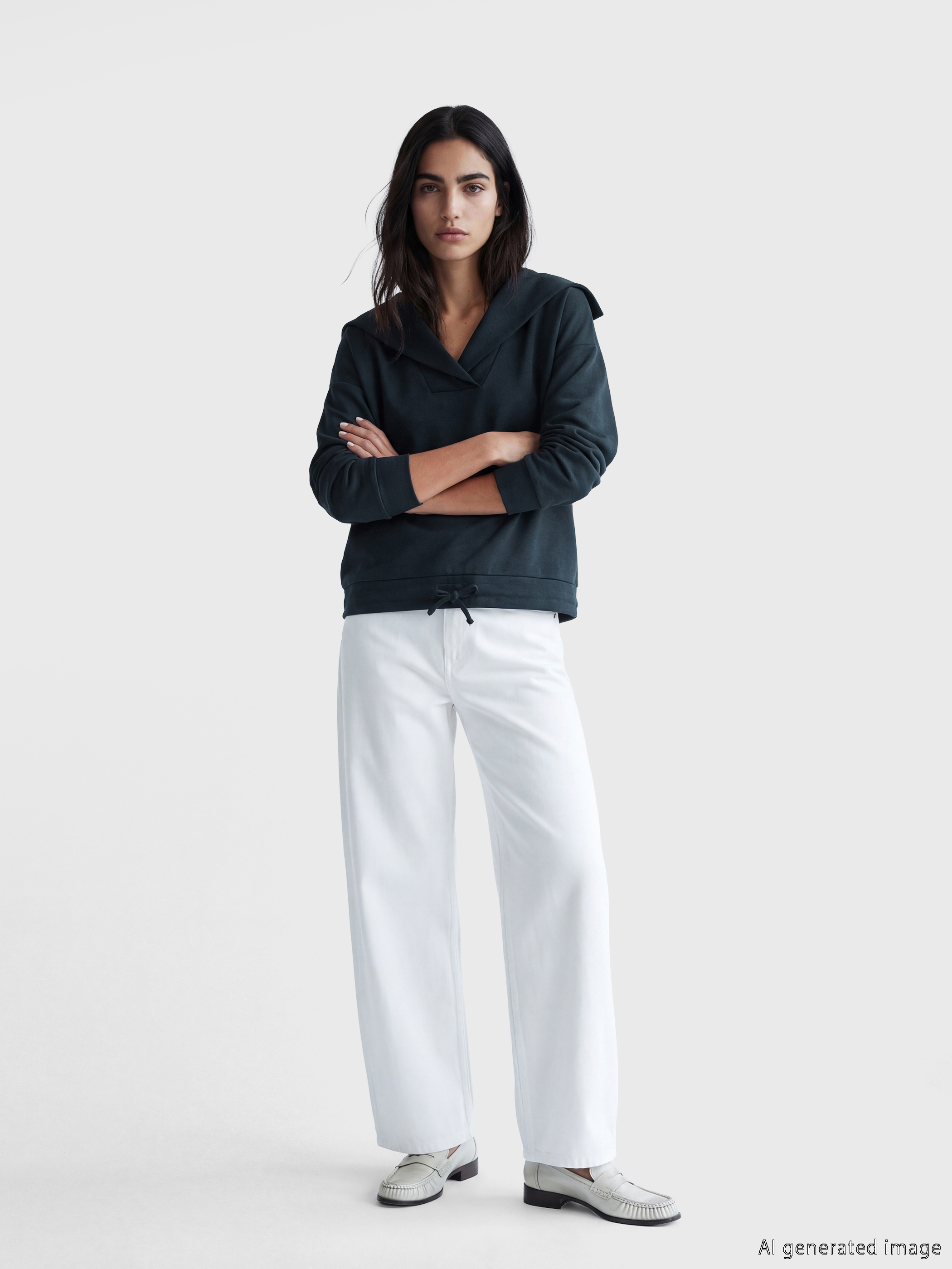 Natuvera V Yaka Kadın Sweatshirt görsel 2