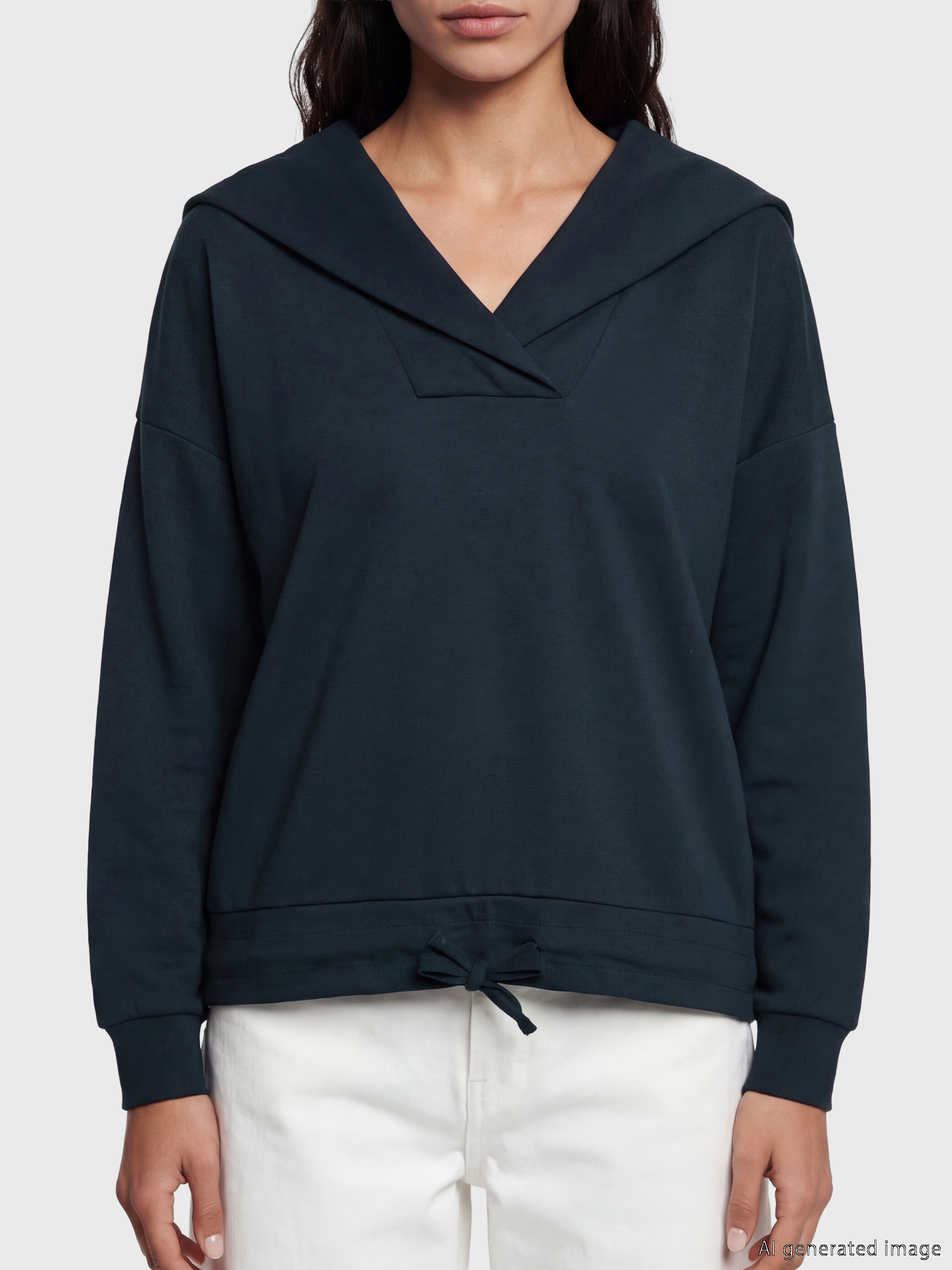 Natuvera V Yaka Kadın Sweatshirt görsel 3