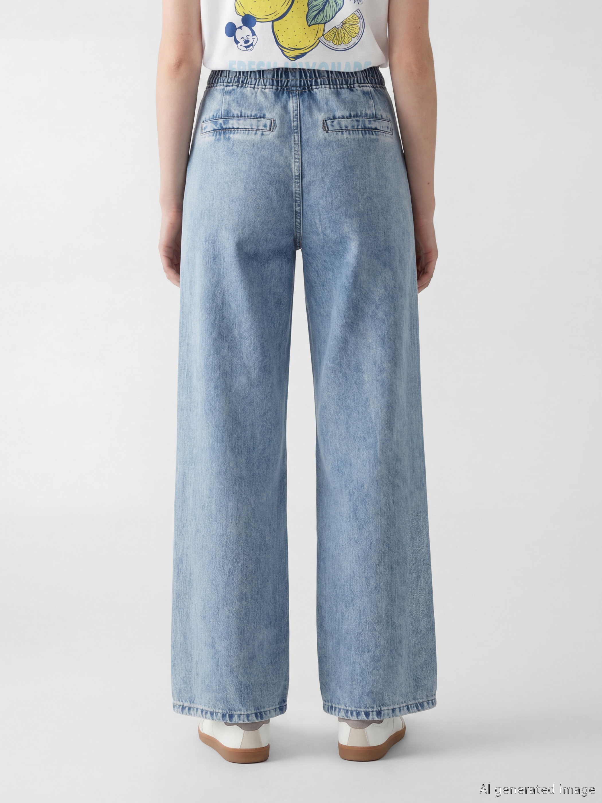 XSIDE Beli Lastikli Wideleg Kadın Jean Pantolon görsel 4