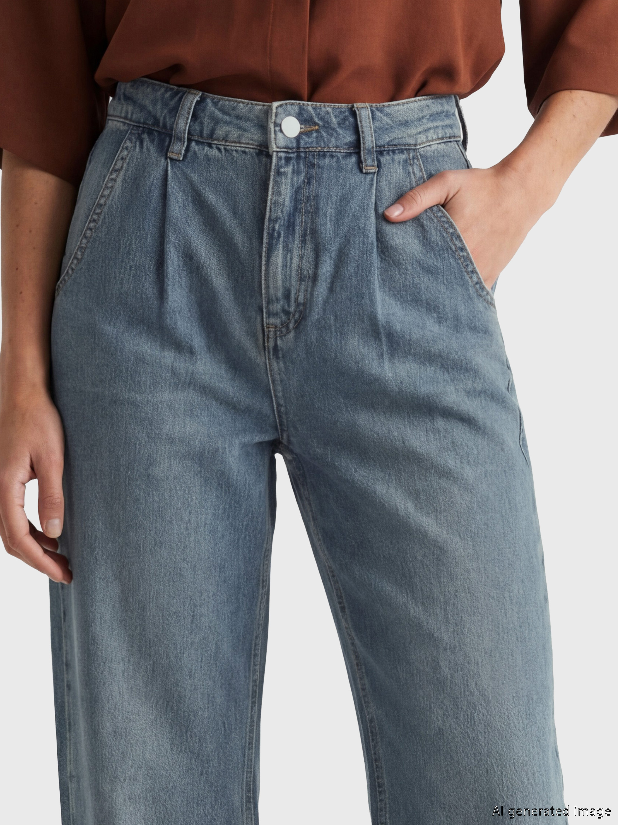 LCW Jeans Yüksek Bel Wideleg Kadın Jean Pantolon görsel 3