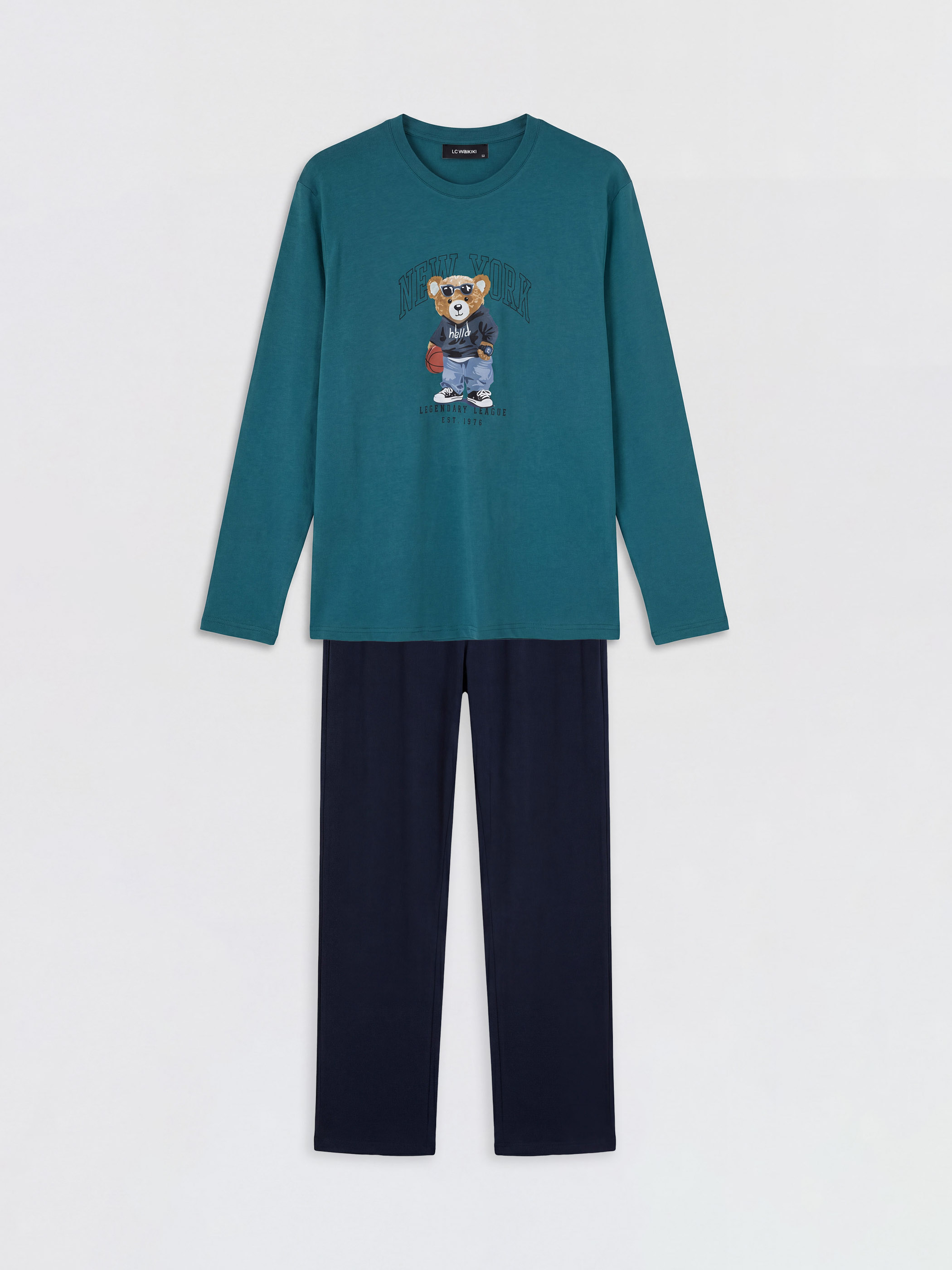 LC WAIKIKI Regular Fit Teddy Baskılı Erkek Pijama Takımı görsel 6