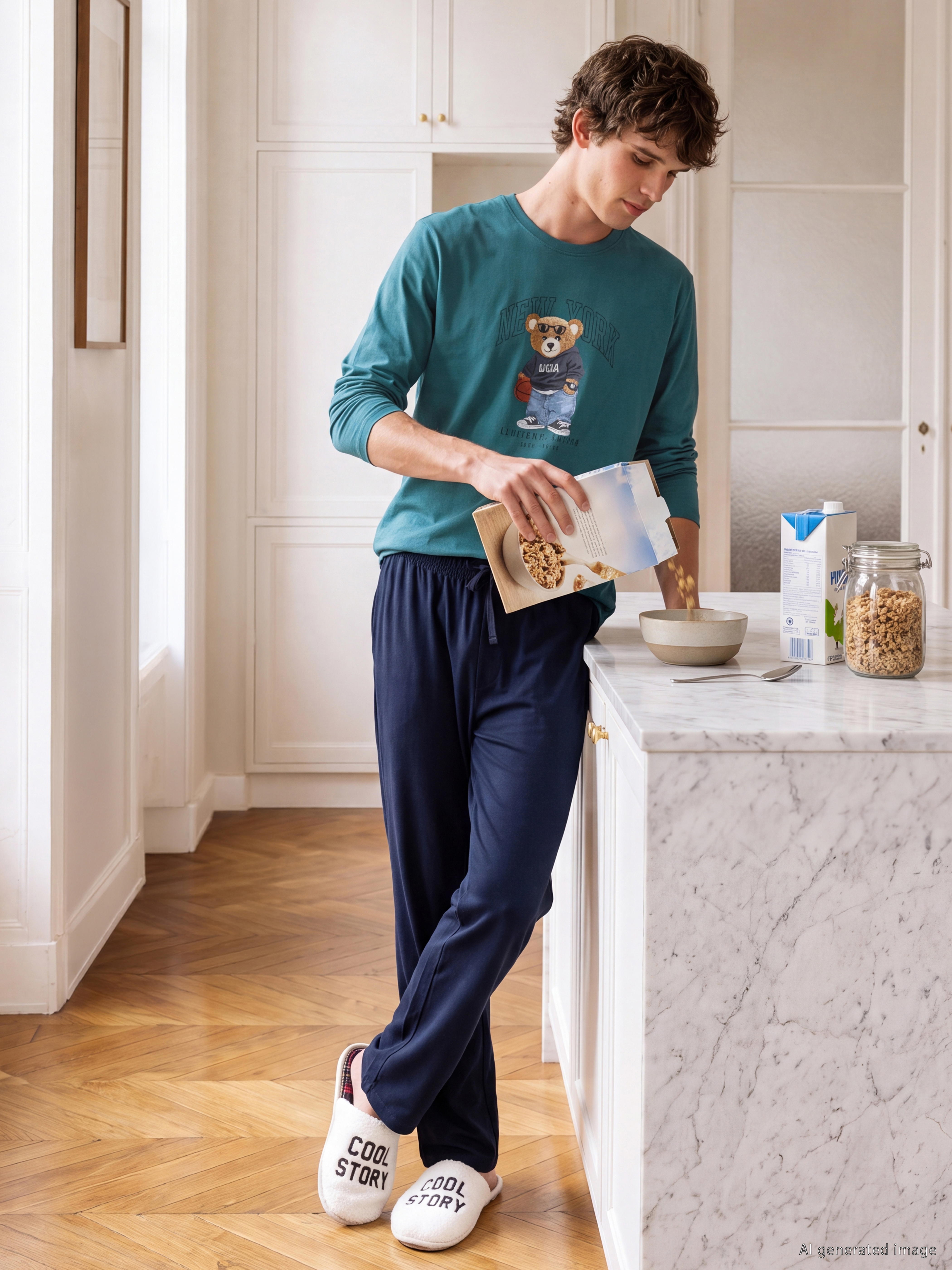 LC WAIKIKI Regular Fit Teddy Baskılı Erkek Pijama Takımı