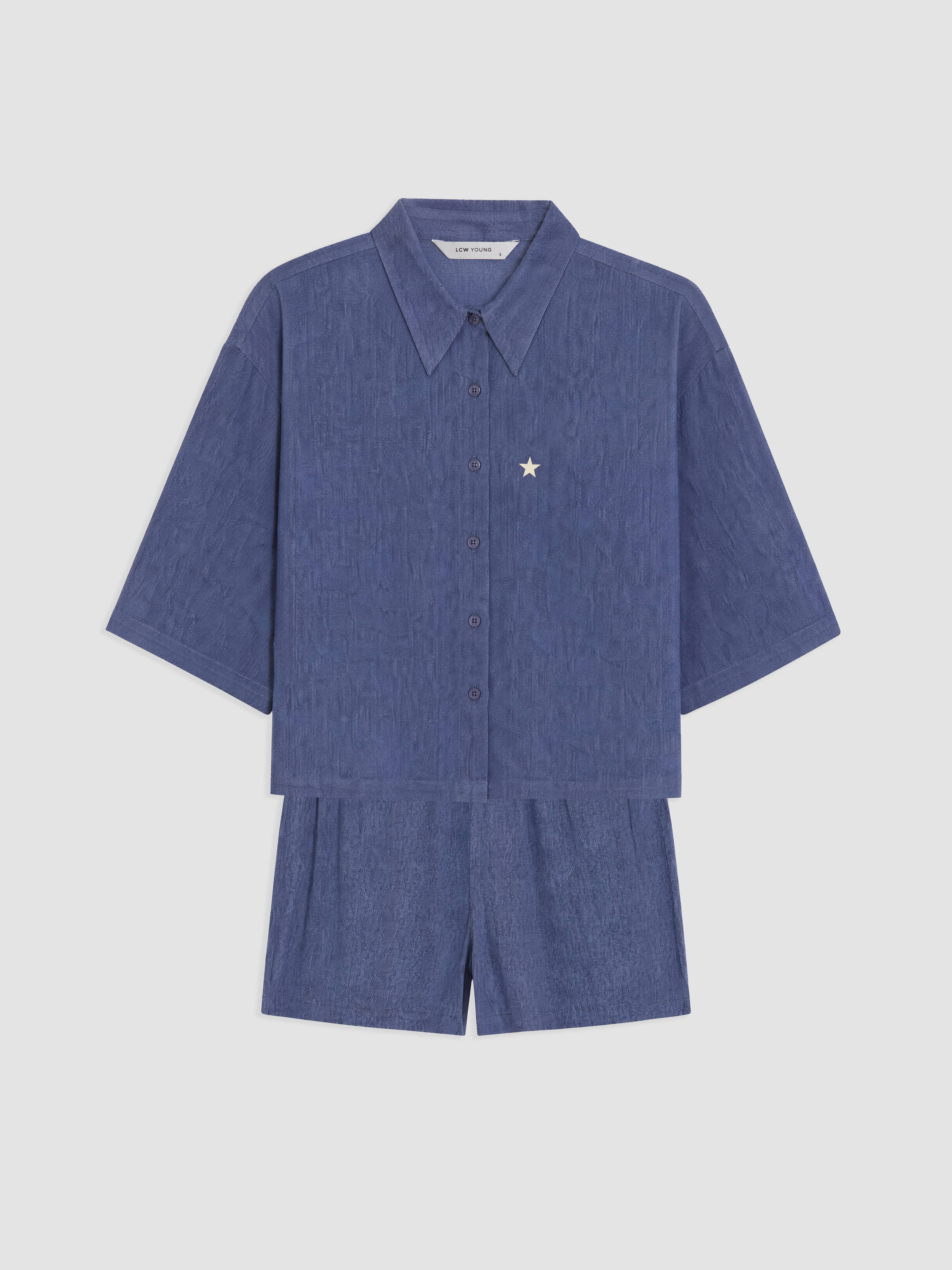 LCW Young Gömlek Yaka Kadın Şortlu Pijama Takımı görsel 4