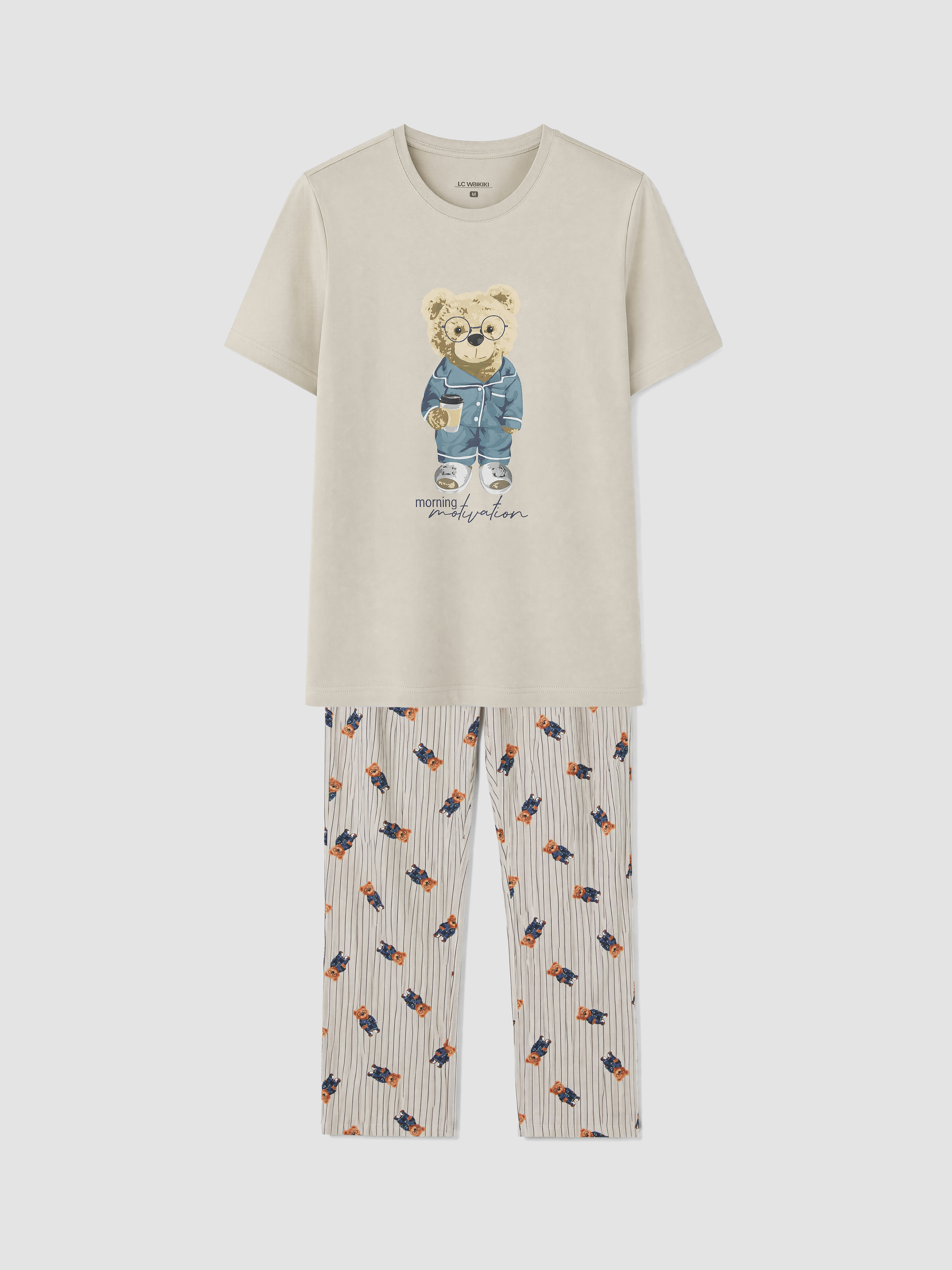 LC WAIKIKI Regular Fit Teddy Baskılı Erkek Pijama Takım görsel 5